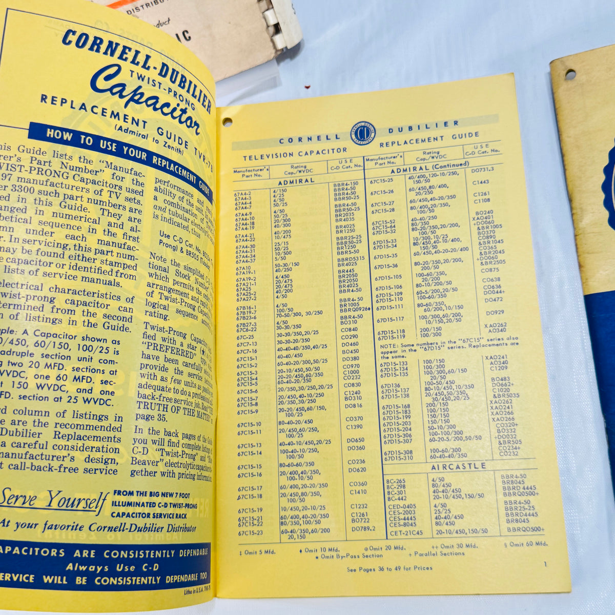 RCA Reference Book 1962 Bundle with Tung-Sol Base Connections, Philco, PACO and Cornell-Dubilier Radio TV Ephemera