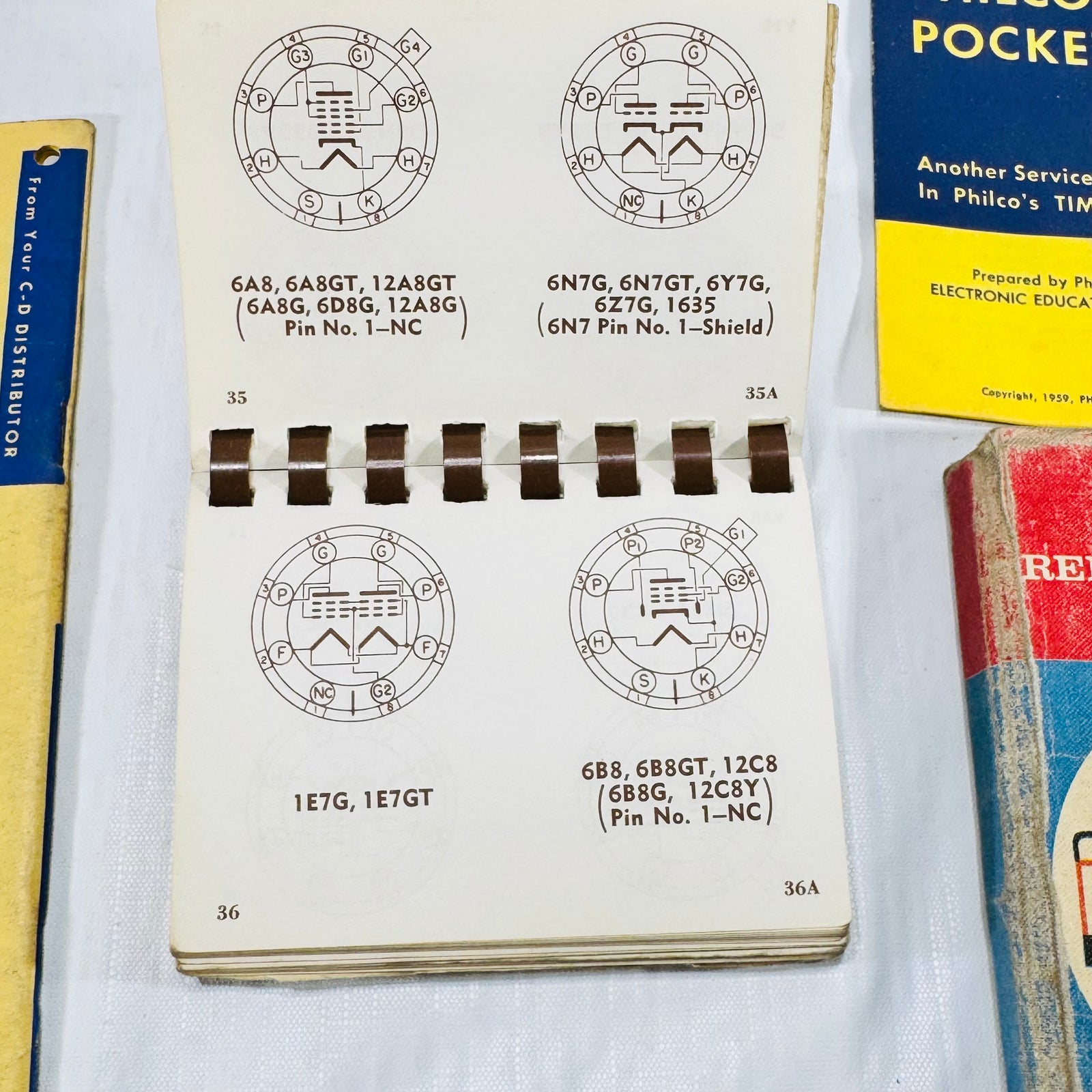 RCA Reference Book 1962 Bundle with Tung-Sol Base Connections, Philco, PACO and Cornell-Dubilier Radio TV Ephemera