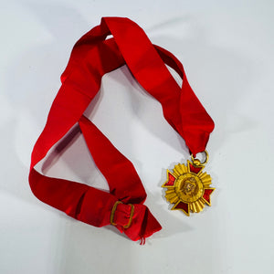 Vintage Order of DeMolay Medal with Red Ribbon | Gold Tone Enamel Fraternal Collectible