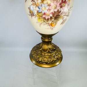 Antique Victorian Wavecrest Style Ewer | Floral Glass Mantel Decor