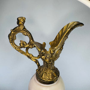 Antique Victorian Wavecrest Style Ewer | Floral Glass Mantel Decor