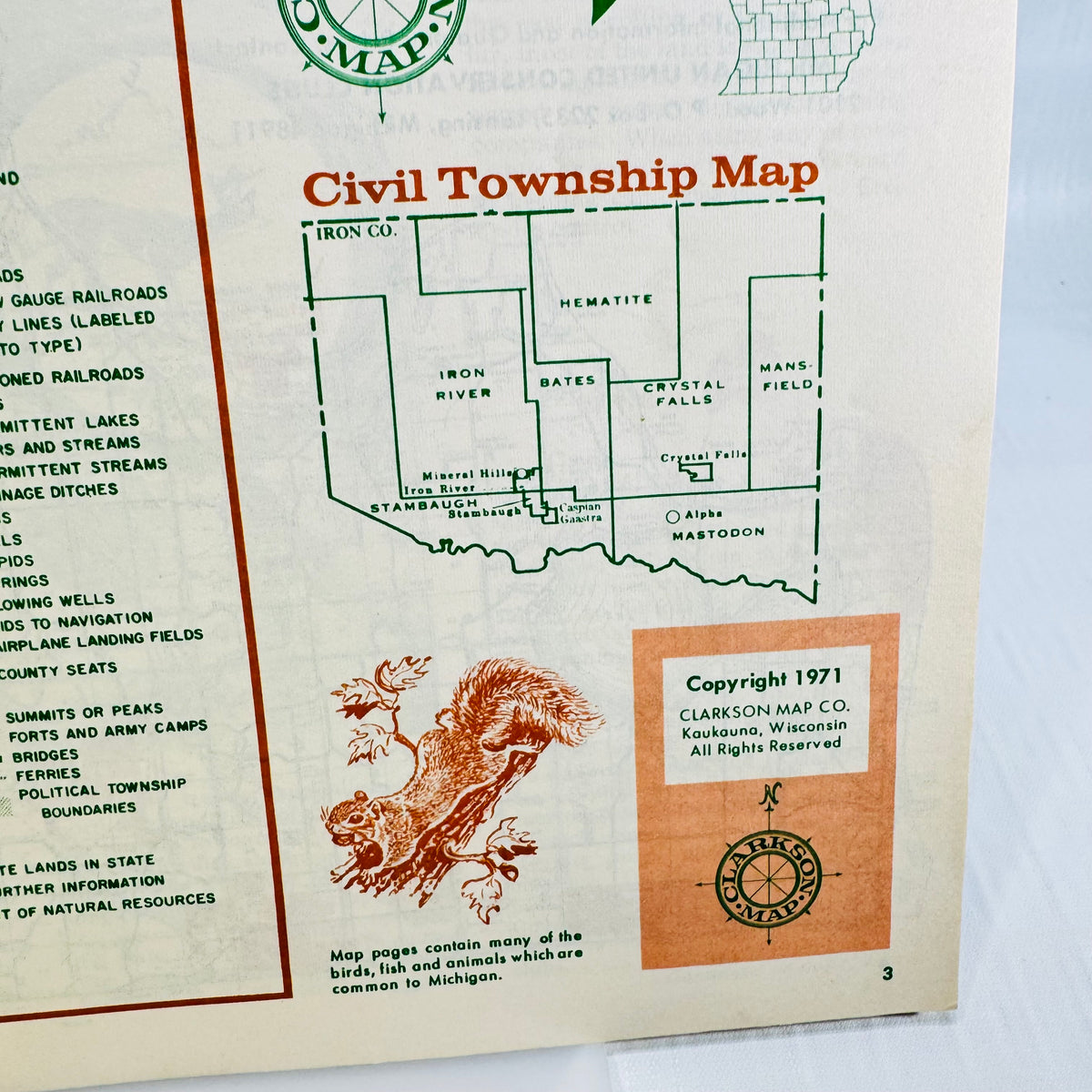 Fall & Winter Fun in Michigan 1971 Upper Peninsula Map Book, Clarkson Map Co., Hunting Fishing Skiing