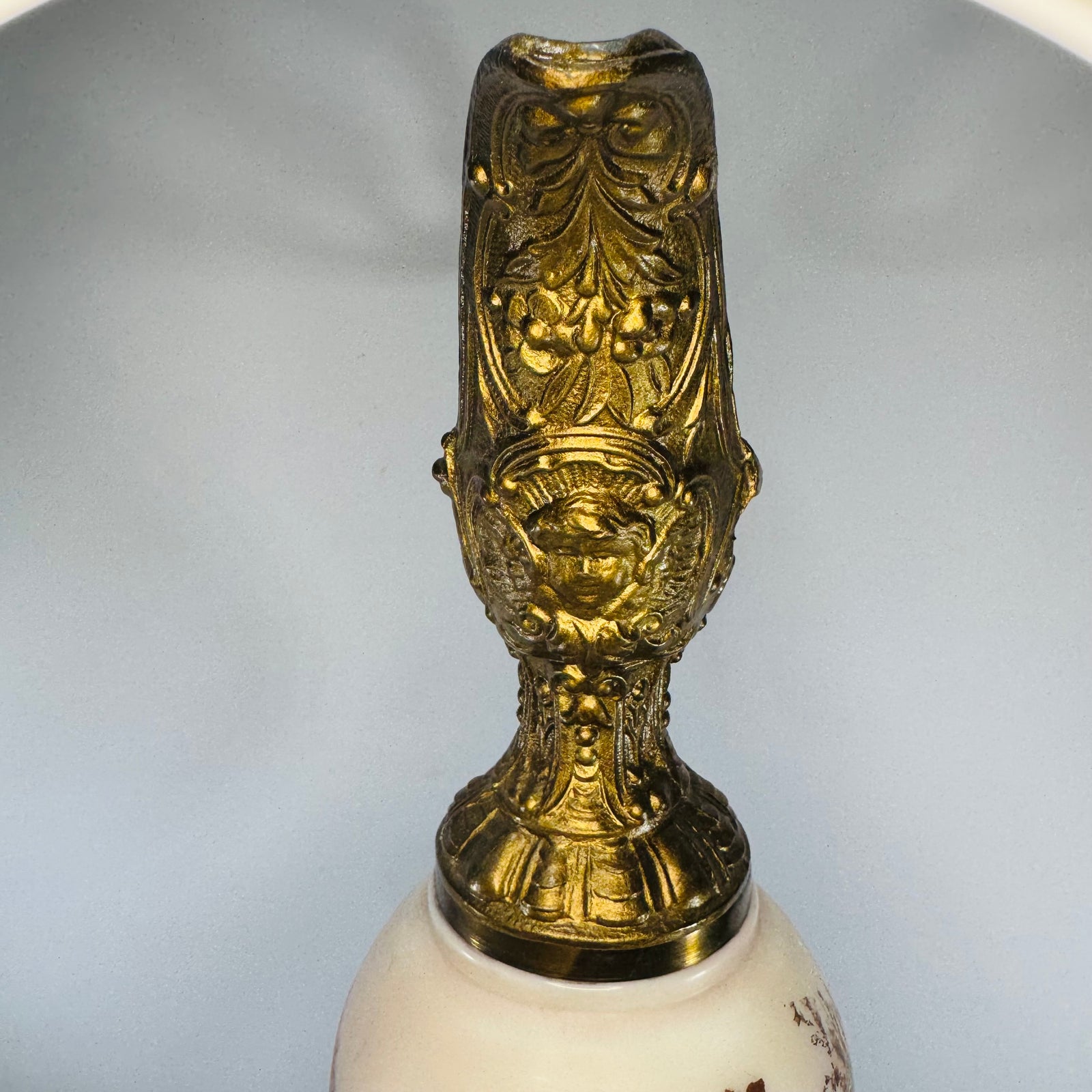 Antique Victorian Wavecrest Style Ewer | Floral Glass Mantel Decor