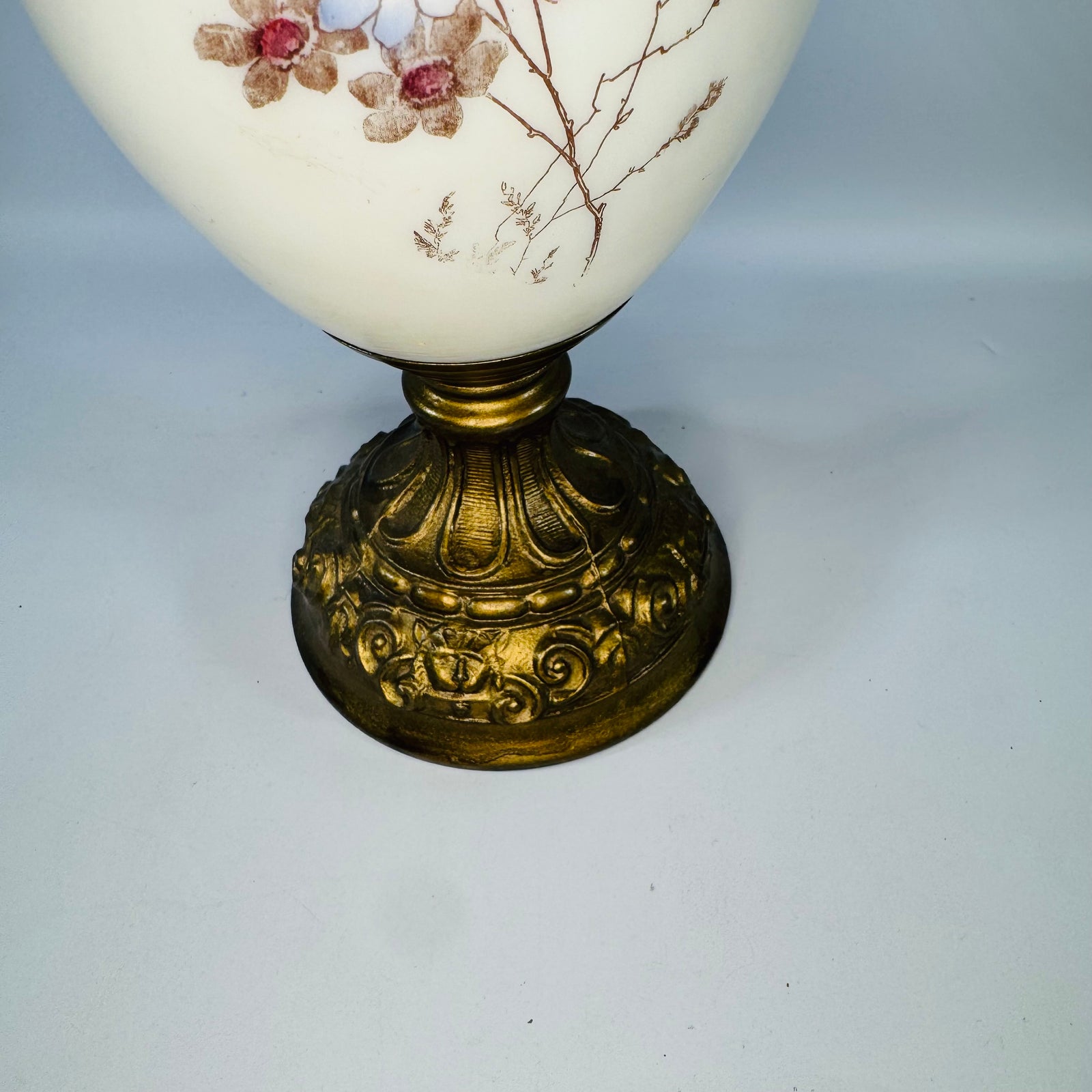 Antique Victorian Wavecrest Style Ewer | Floral Glass Mantel Decor