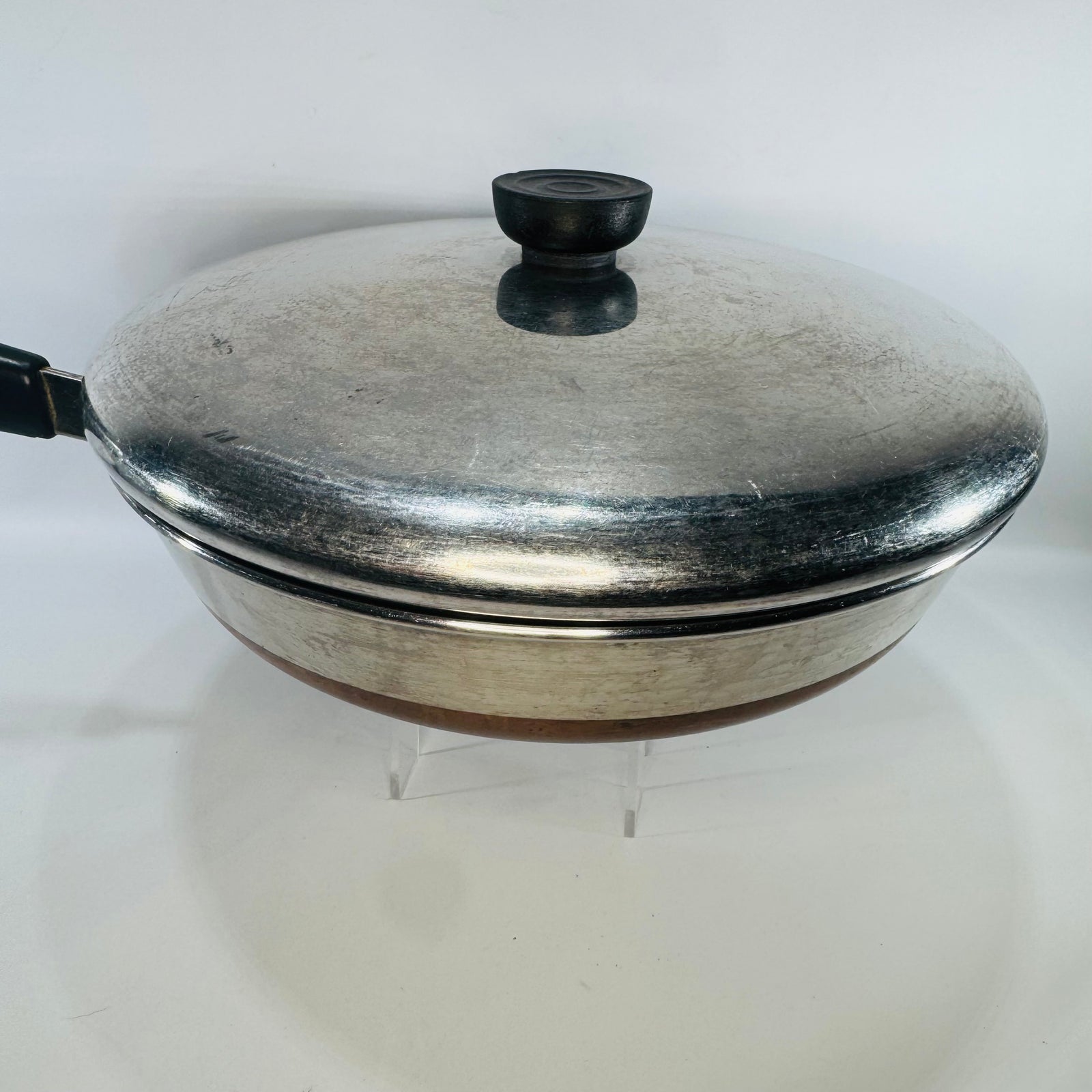 Vintage Revere Ware 10 Inch Skillet with Lid | Copper Clad Stainless Steel Pan