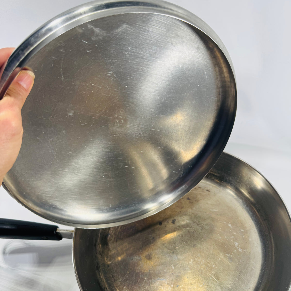 Vintage Revere Ware 10 Inch Skillet with Lid | Copper Clad Stainless Steel Pan