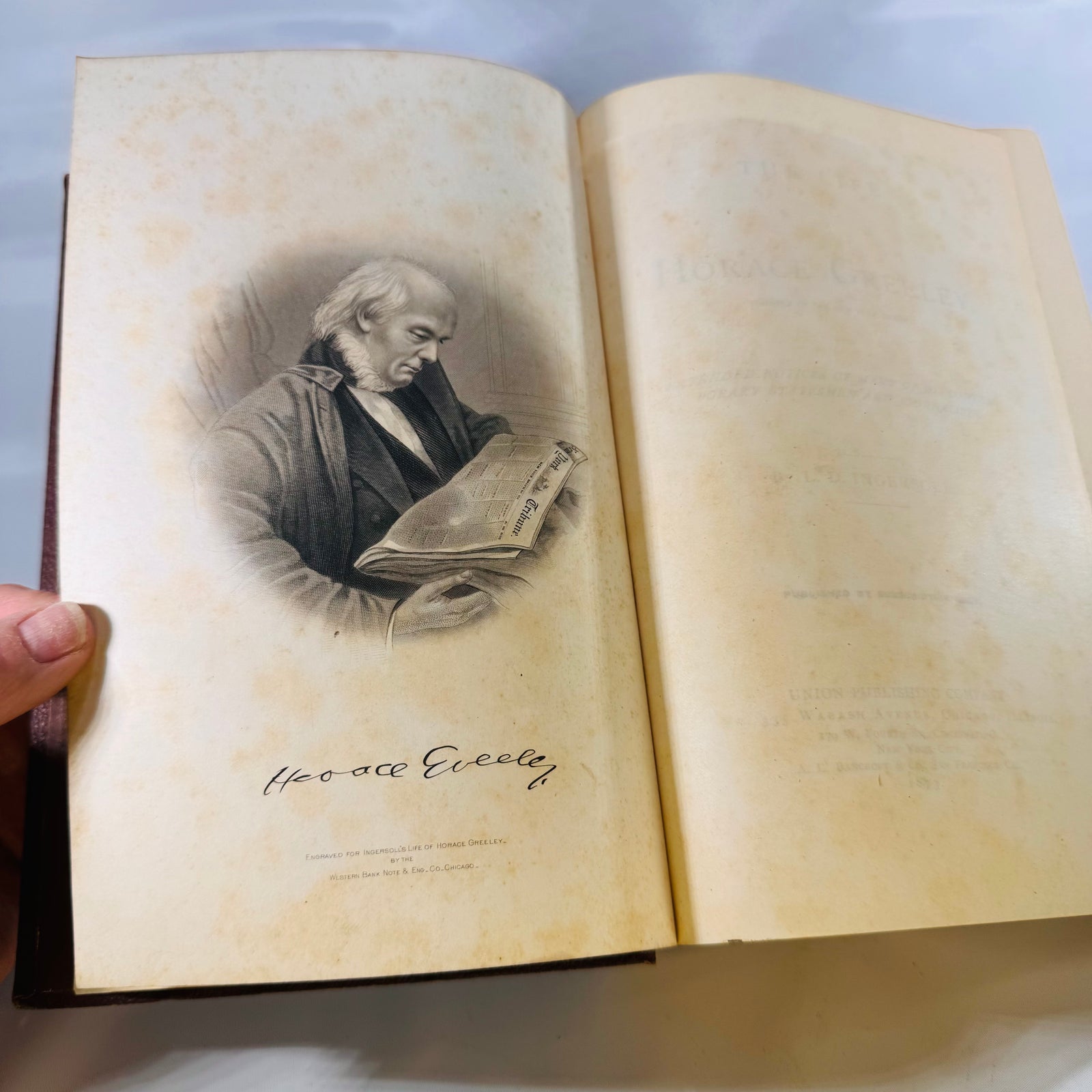 The Life of Horace Greeley, Founder of the New York Tribune by L.D. Ingersoll (1873), Union Publishing Company, Hardcove
