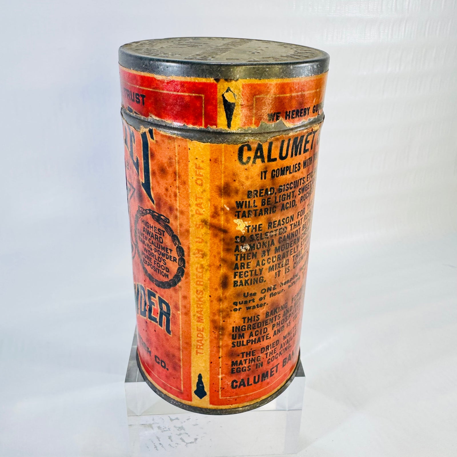 Calumet Baking Powder 1 lb Antique Tin Chicago Native American Chief Advertising Can