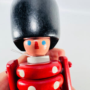 Vintage Wooden Stacking Toy Soldier—British Guard “Beefeater” Style, 1970s–80s, Made in Czechoslovakia