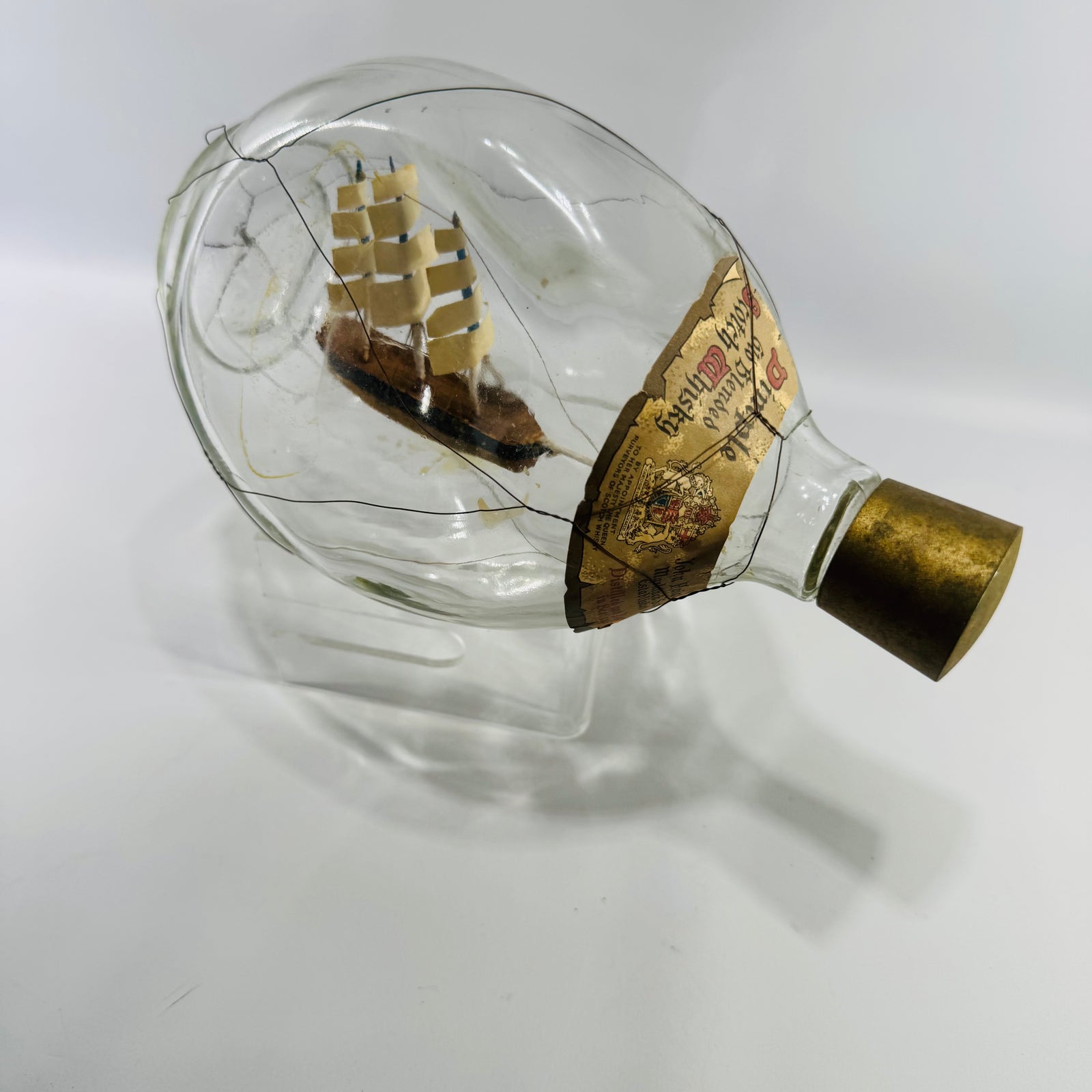 Vintage Haig’s Dimple Ship in Bottle | Nautical Glass Whisky Bottle Decor