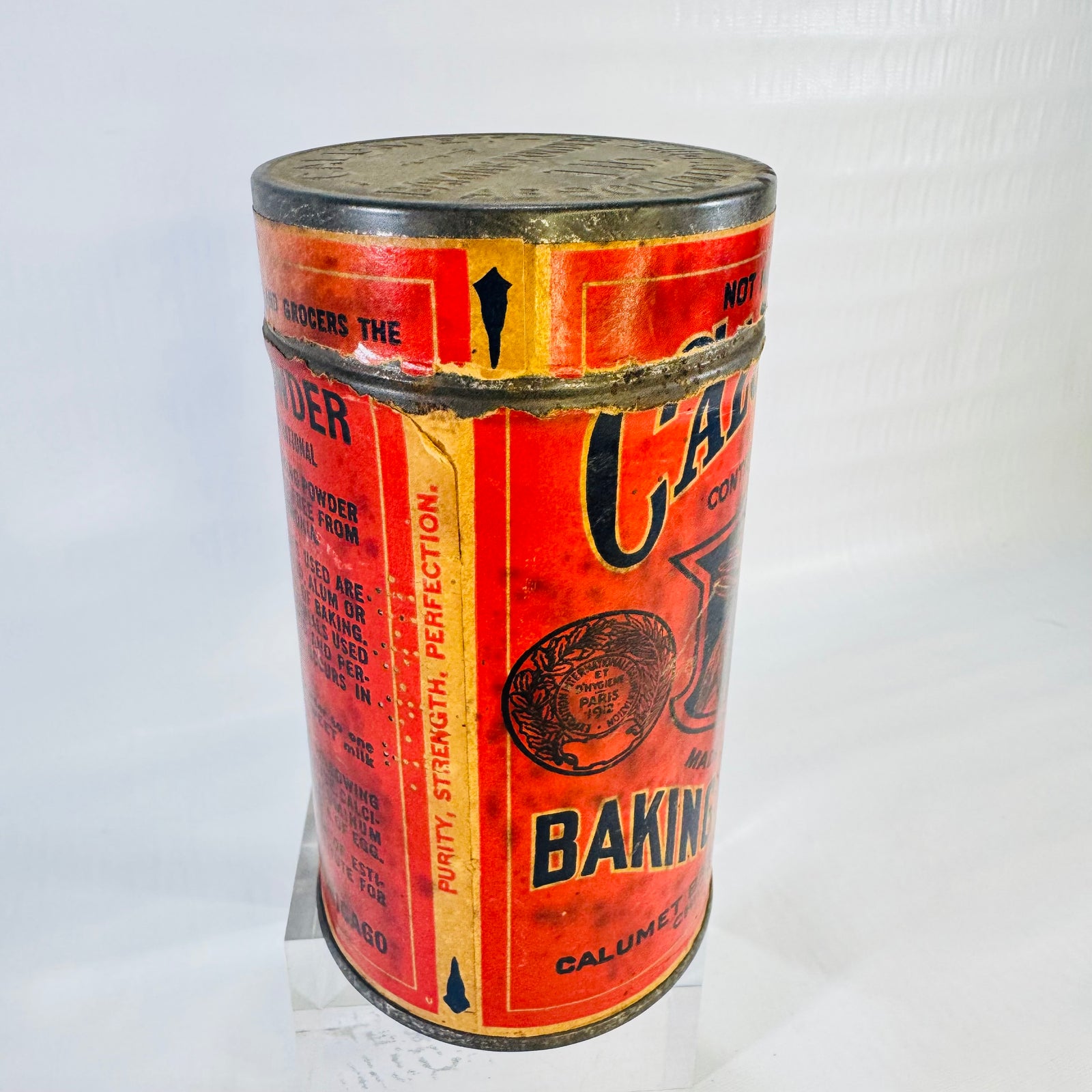 Calumet Baking Powder 1 lb Antique Tin Chicago Native American Chief Advertising Can