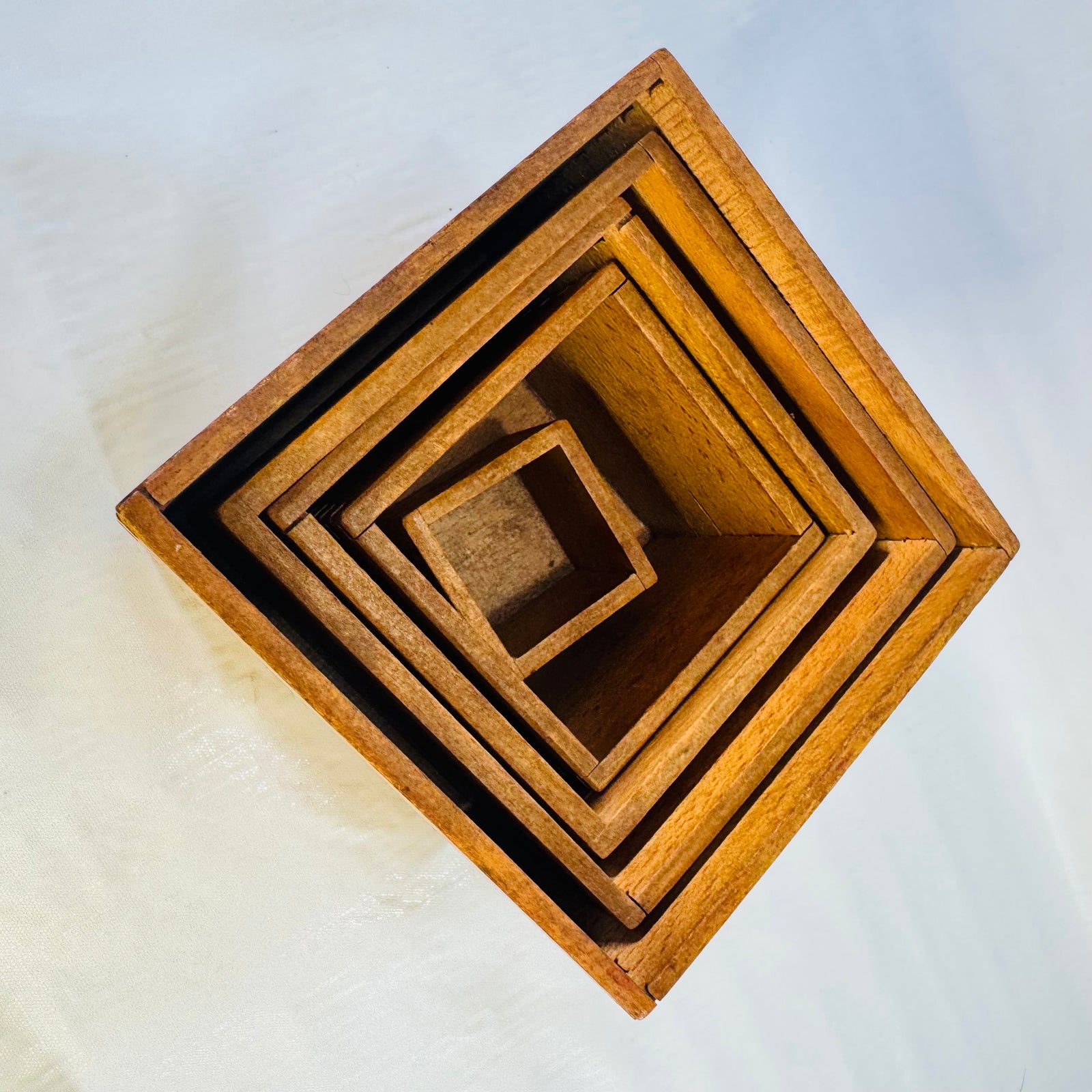 Vintage Wooden Nesting Boxes 5 Piece Illustrated Children's Stacking Toy