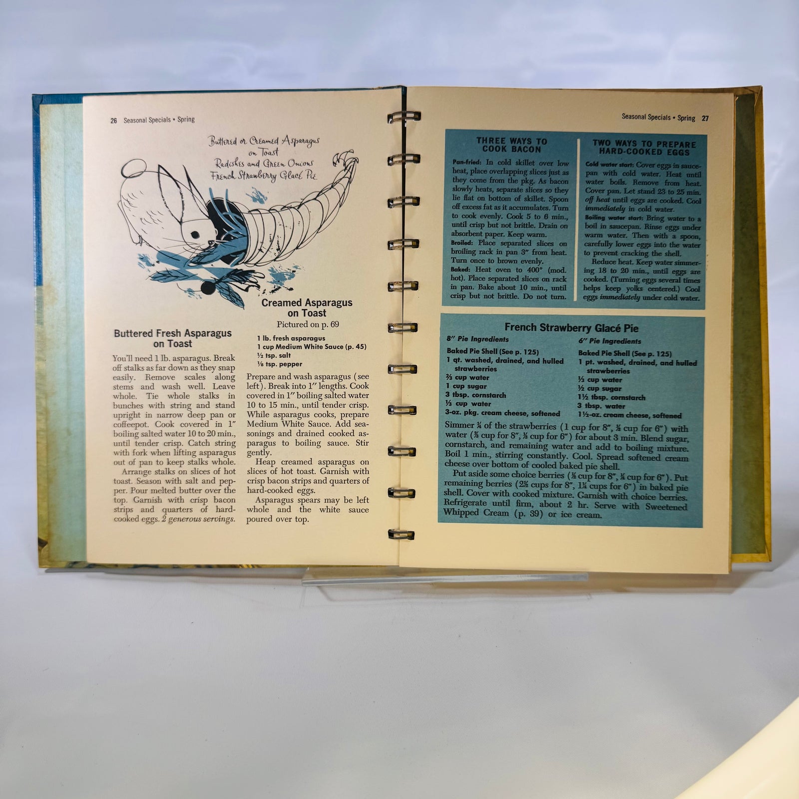 Betty Crocker's Dinner for Two Cook Book by General Mills (1958), Illustrated by Charles Harper, Simon and Schuster, First Edition, Hardcover with Metal Spiral Binding