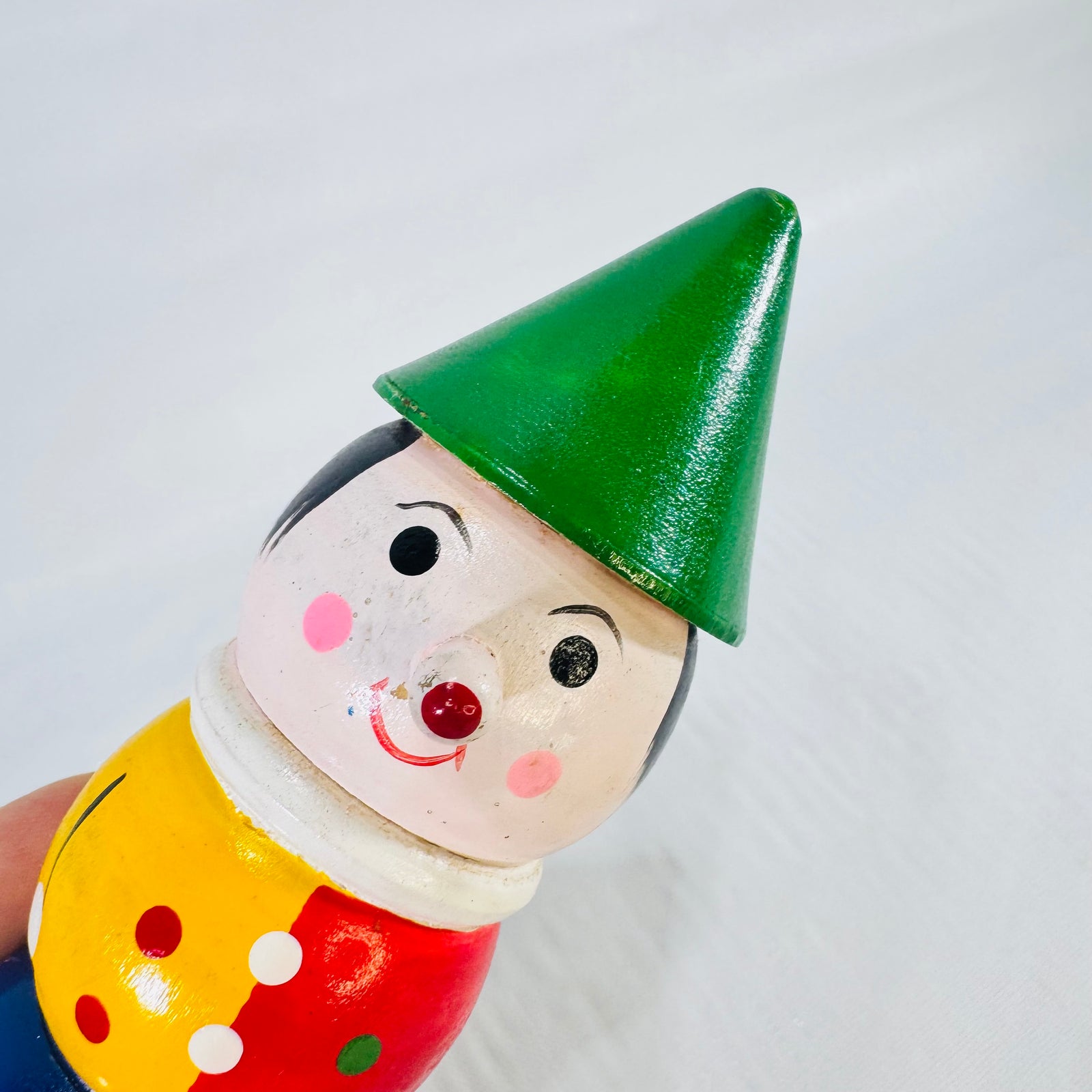 Shackman Pinocchio Wooden Figurine Made in Korea Colorful Vintage Nursery Toy