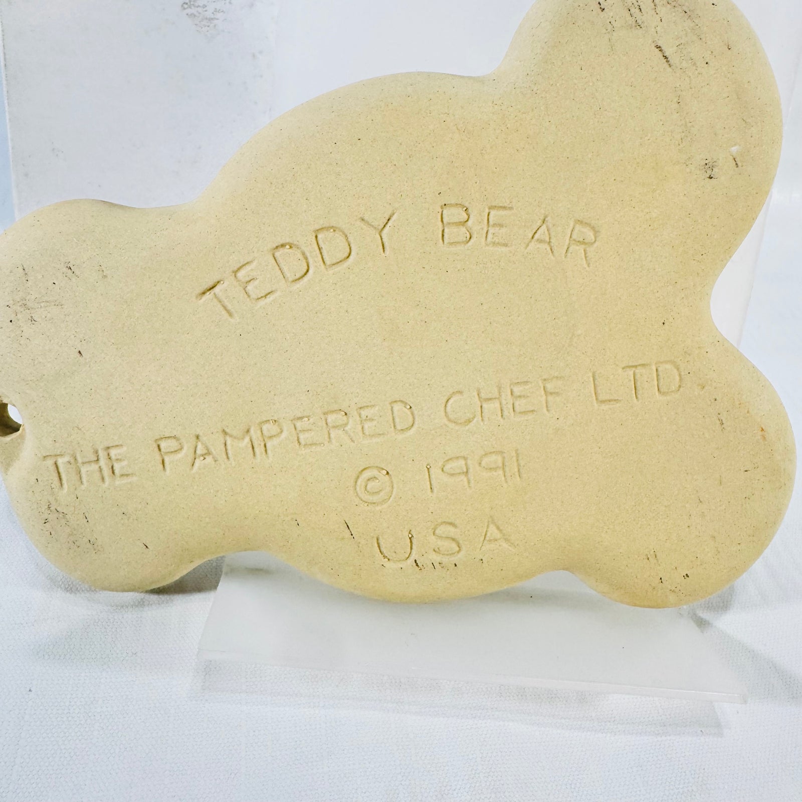 Pampered Chef Teddy Bear Cookie Mold 1991 Stoneware USA with Box