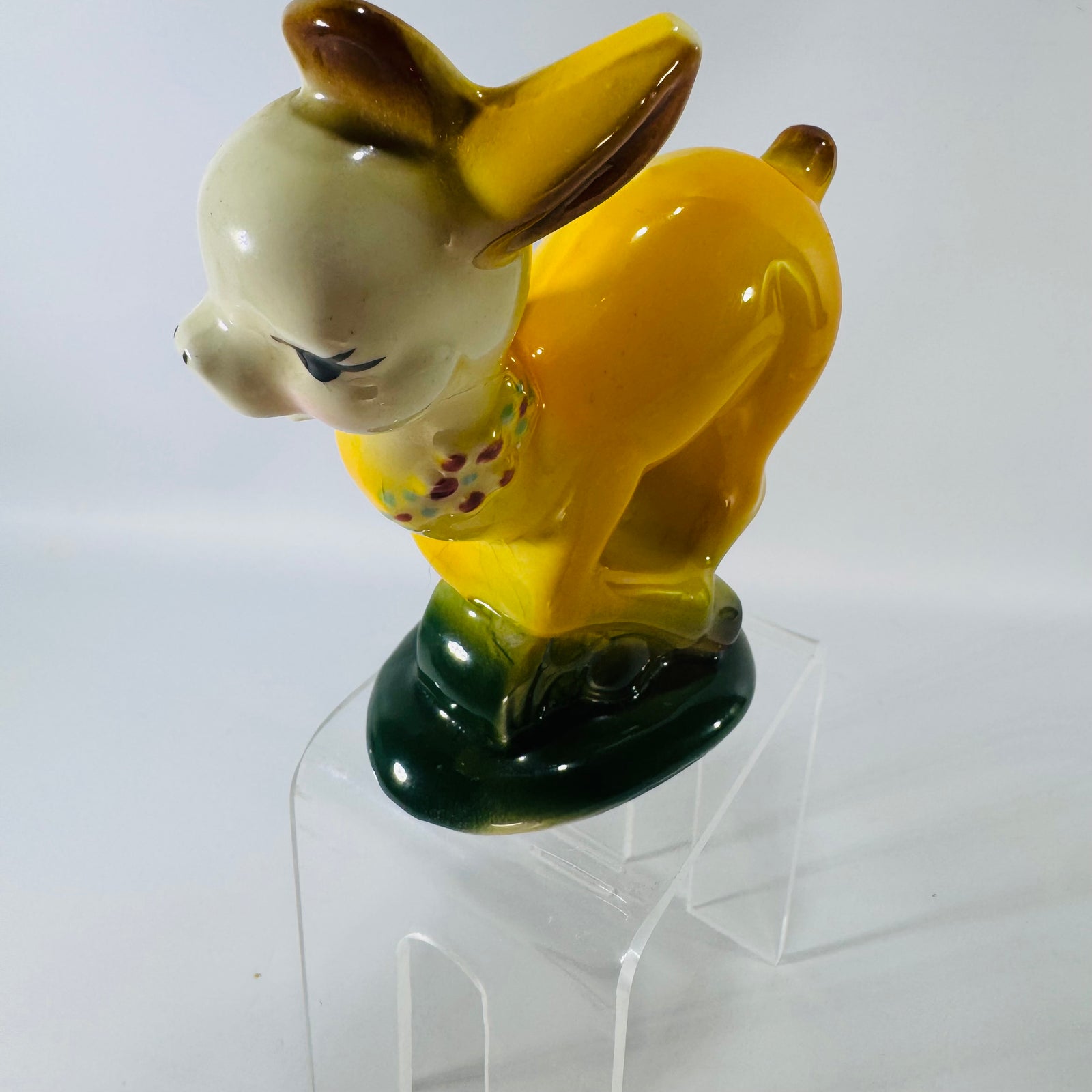 Vintage Yellow Ceramic Baby Donkey Figurine | 1950s Kitsch Burro Shelf Decor