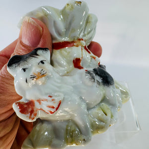 Vintage Ceramic Cat Toothpick Holder | Whimsical Kitten Mini Planter Decor