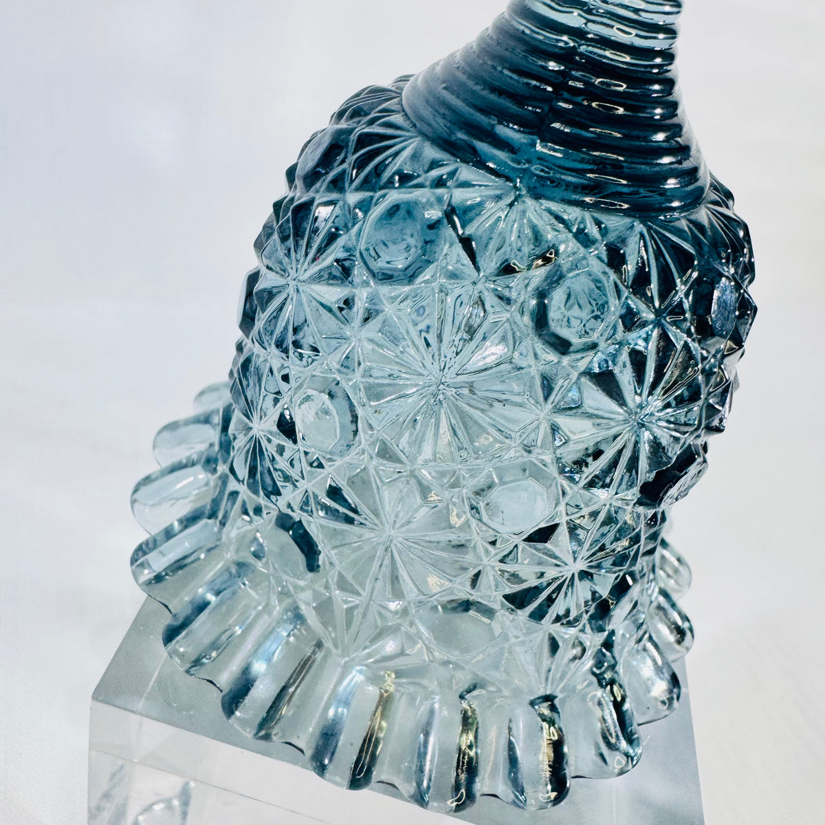 Fenton Daisy and Button Blue Glass Bell 6 Inch Ruffled Rim