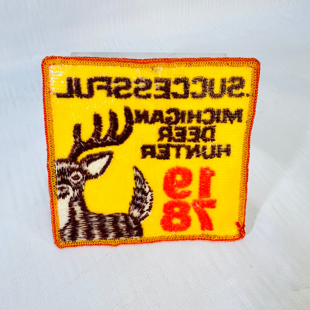 1978 Michigan DNR Successful Deer Hunter Patch Original Yellow Orange Deer