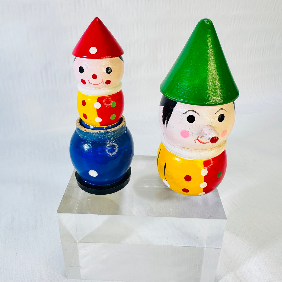 Shackman Pinocchio Wooden Figurine Made in Korea Colorful Vintage Nursery Toy
