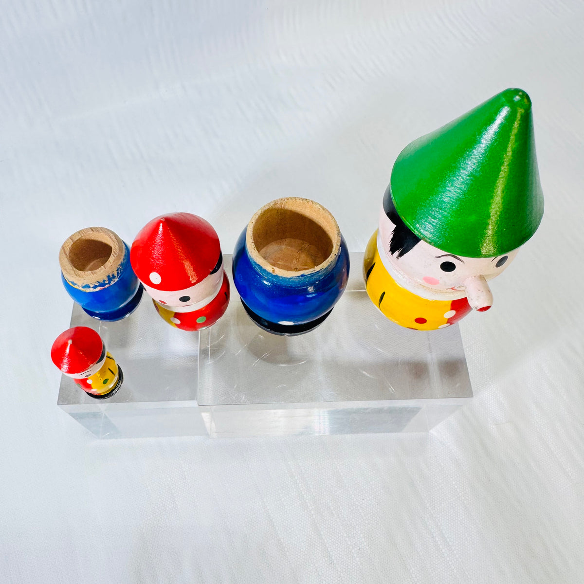 Shackman Pinocchio Wooden Figurine Made in Korea Colorful Vintage Nursery Toy