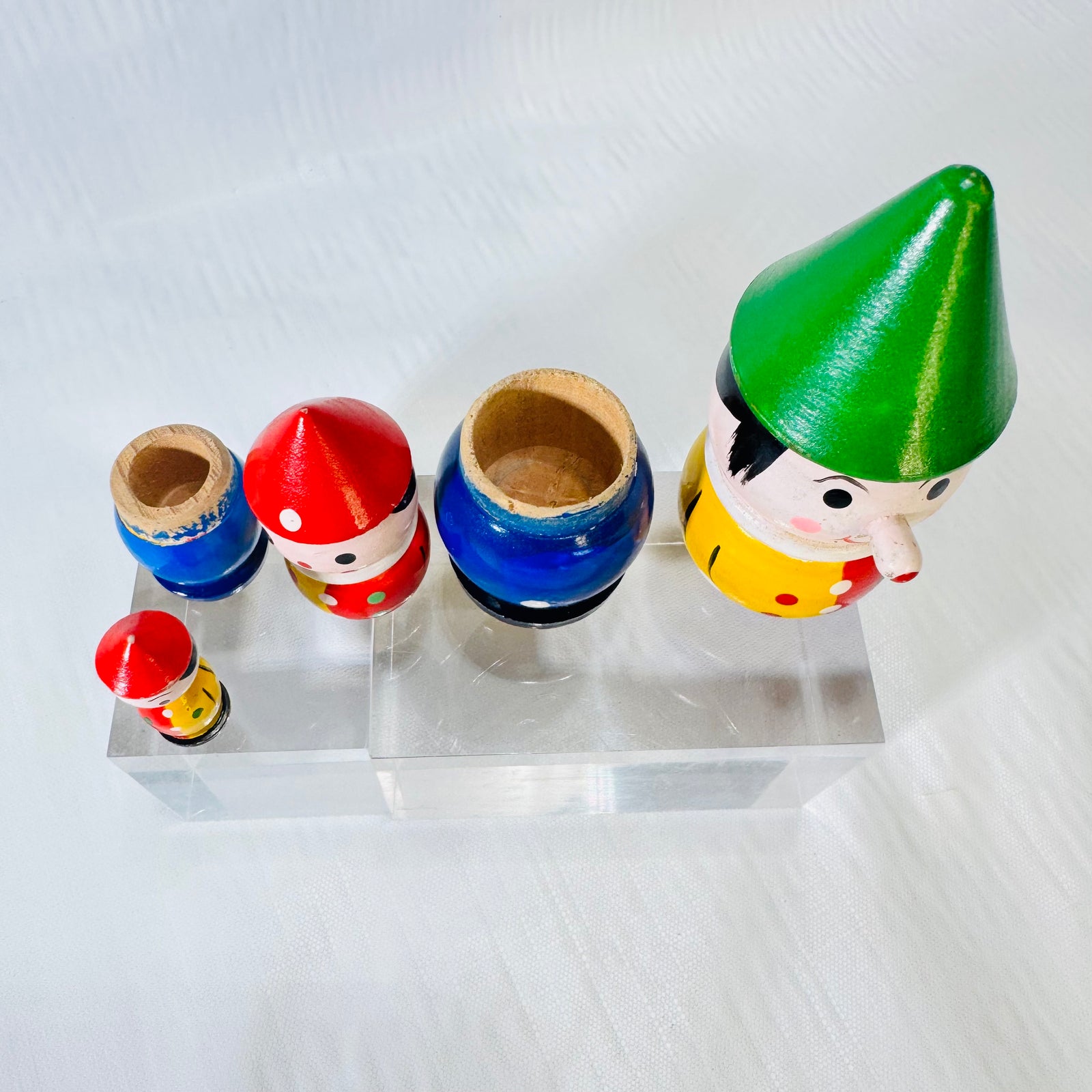 Shackman Pinocchio Wooden Figurine Made in Korea Colorful Vintage Nursery Toy