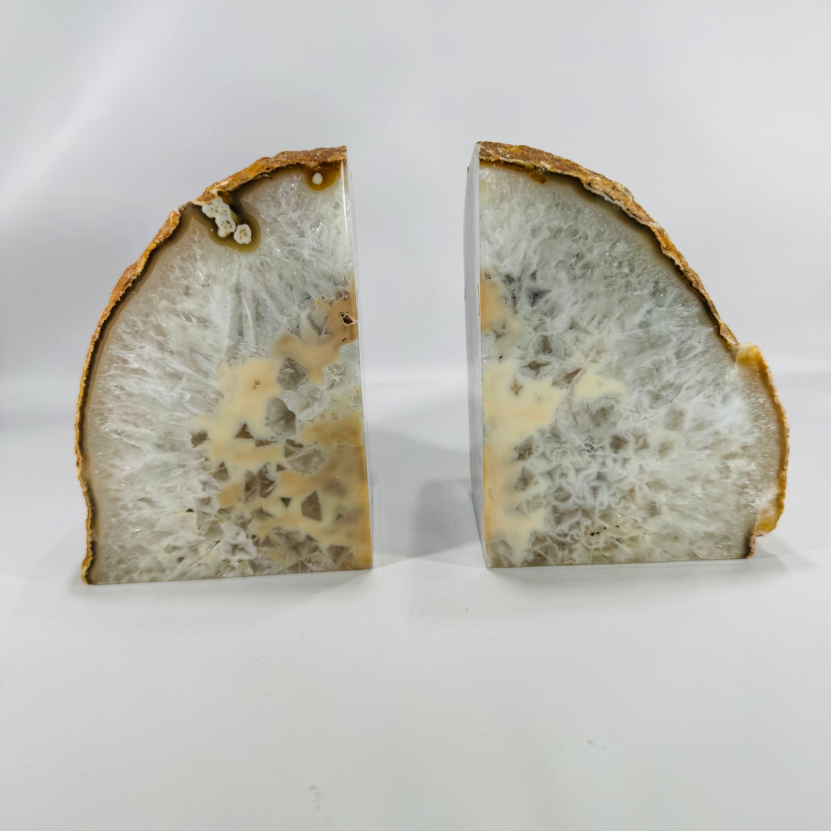 gate &amp; Quartz Bookends, Geology &amp; Mineral Decor — Large Polished Geode Pair (Vintage) — Reading Vintage | 6" Tall, Substantial 10.3 lb Set, Bookends, Geology &amp; Mineral Decor
