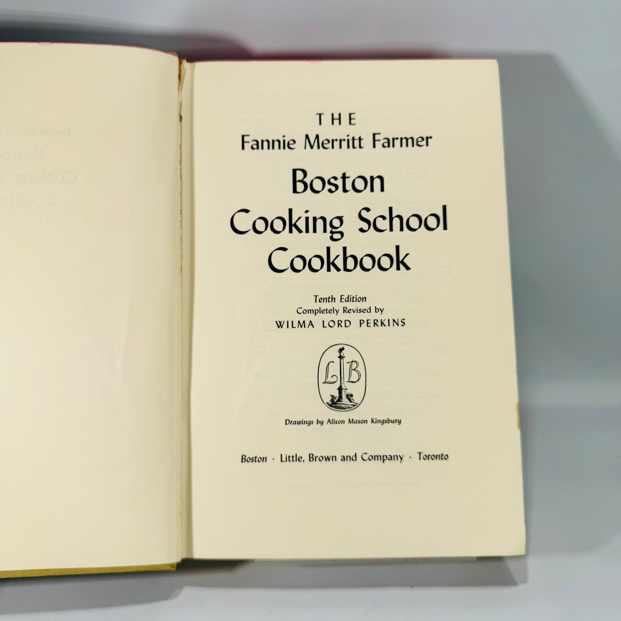Essential Vintage Cookbook — The Boston Cooking School Cookbook (c. 1959, Tenth Edition) — Fannie Merritt Farmer / Wilma Lord Perkins | Illustrated Reference, Cookbook / Culinary Arts