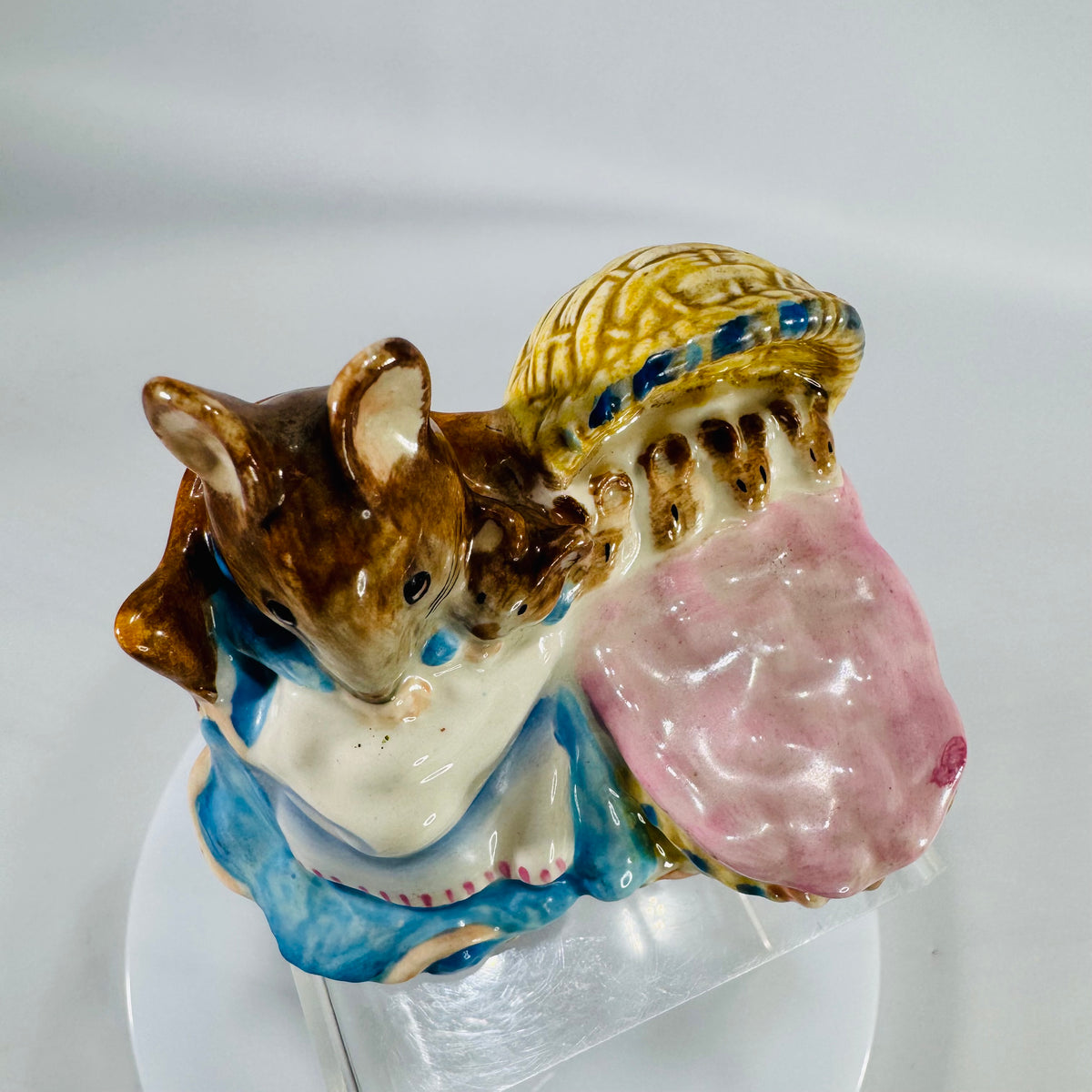 Beswick “Hunca Munca with Cradle” Figurine – Beatrix Potter | Vintage English Pottery (1951 Copyright)