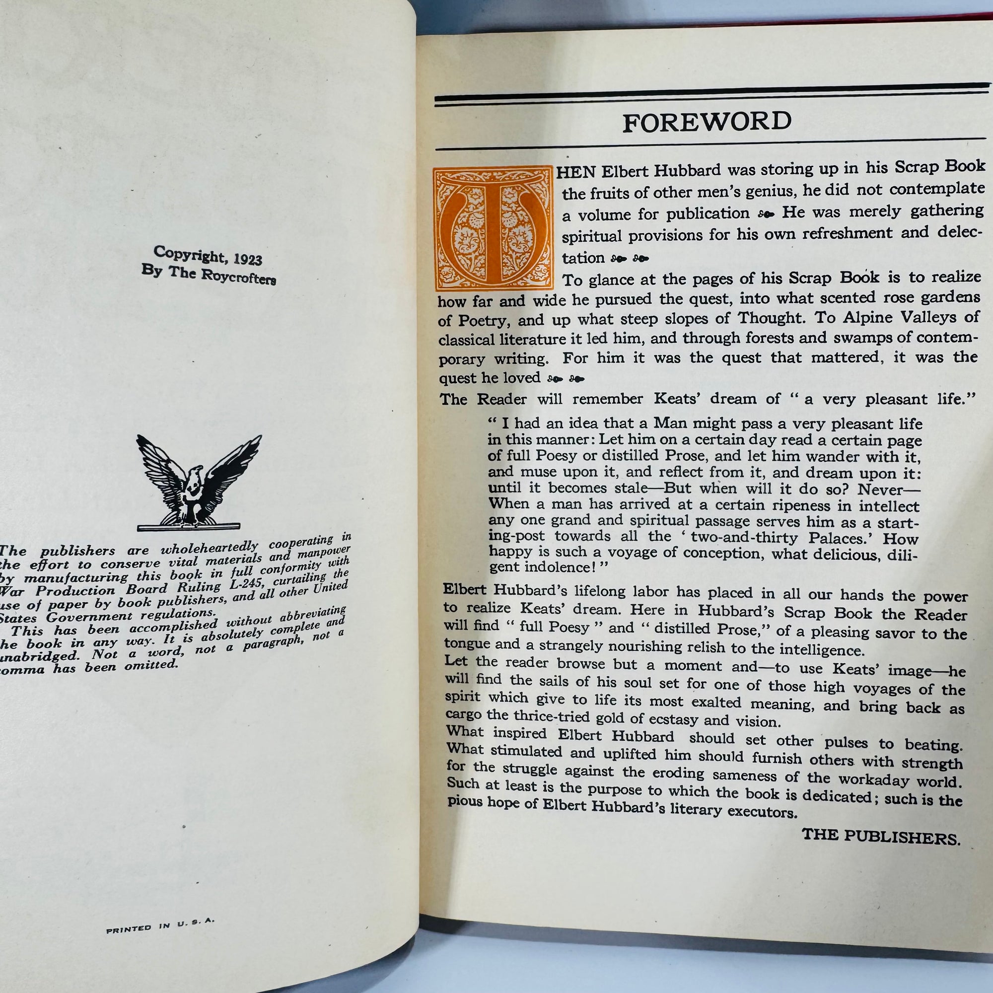 Vintage Leadership & Quotations — A Message to Garcia (1924) + Elbert Hubbard’s Scrap Book (1923) — Elbert Hubbard | 2-Book Lot, Inspirational Essays, GENRE: Inspirational Essays & Quotations