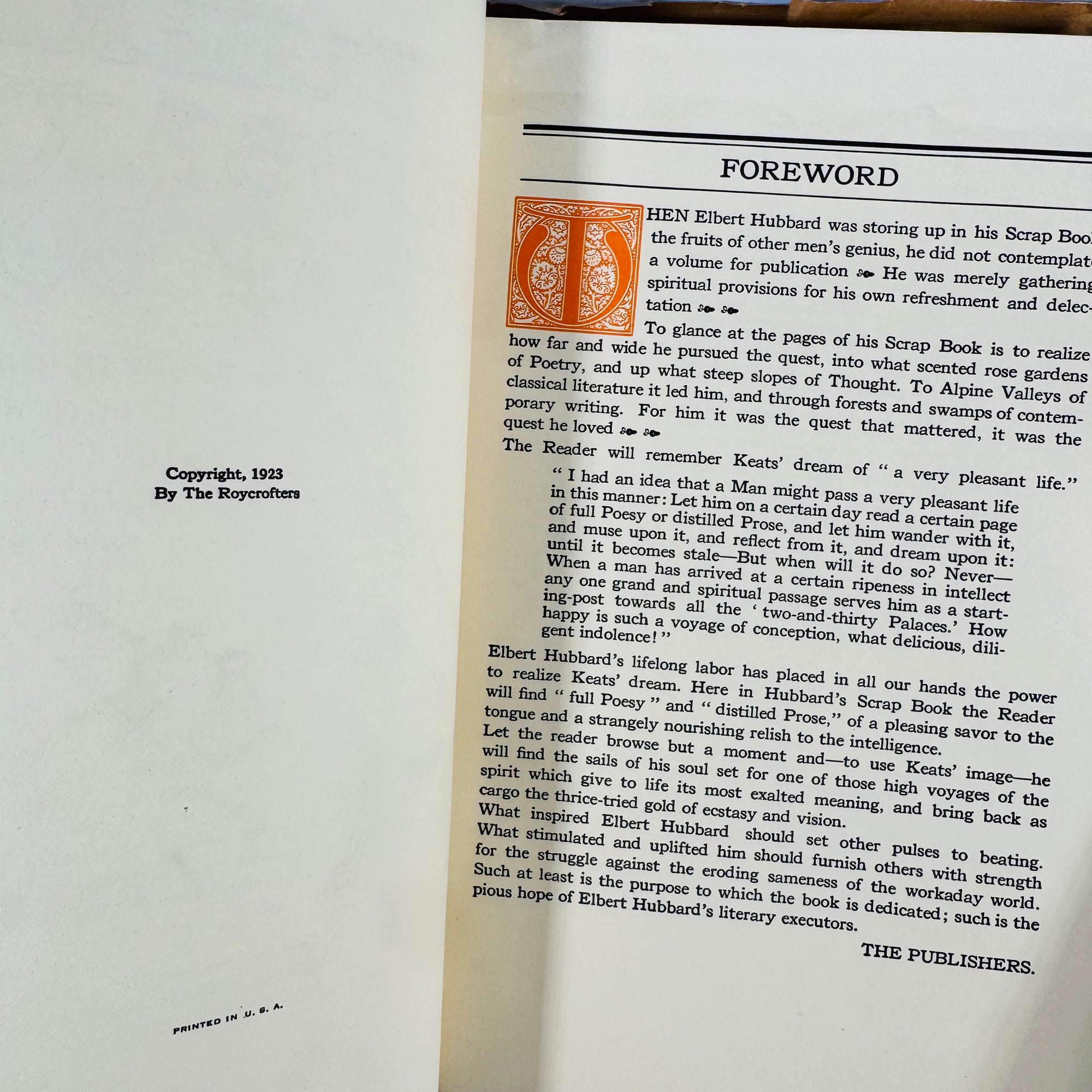 Roycroft Arts & Letters Lot — Elbert Hubbard’s Scrap Book (1923) + Little Journeys: Beethoven (1901) — Elbert Hubbard | Decorative Roycroft Design, Literary Essays