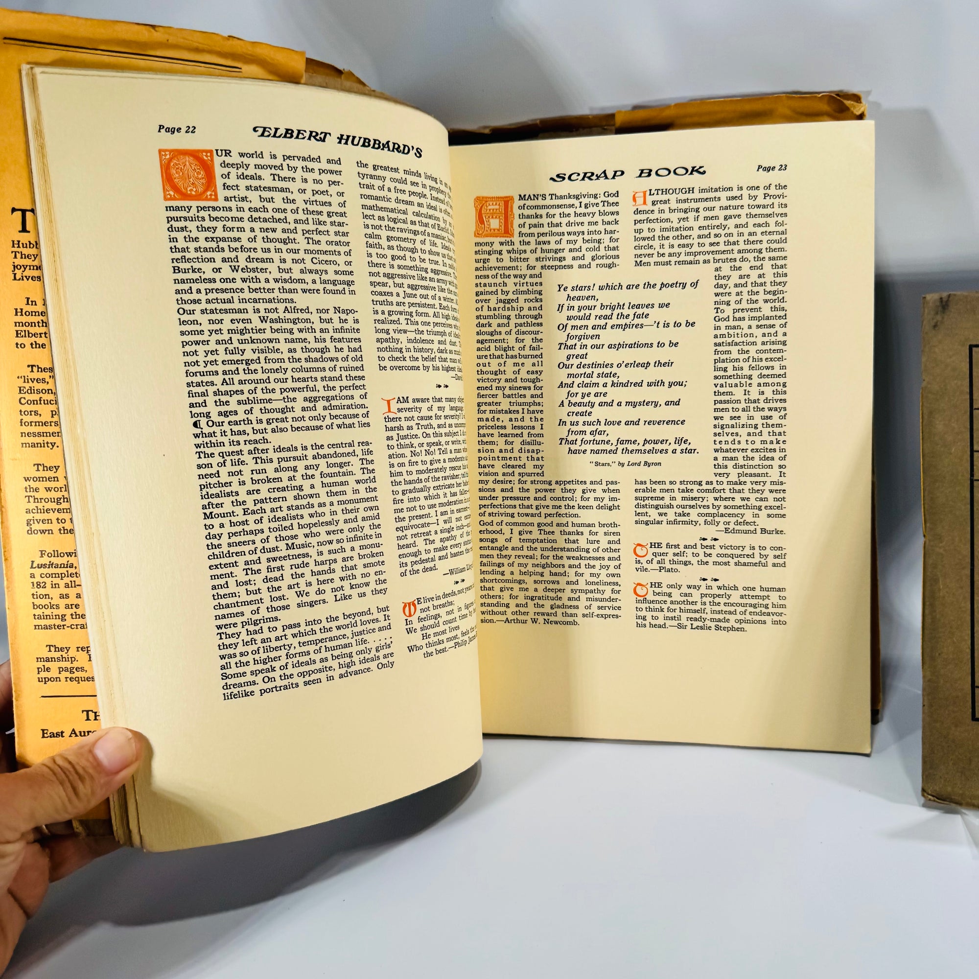 Roycroft Arts & Letters Lot — Elbert Hubbard’s Scrap Book (1923) + Little Journeys: Beethoven (1901) — Elbert Hubbard | Decorative Roycroft Design, Literary Essays