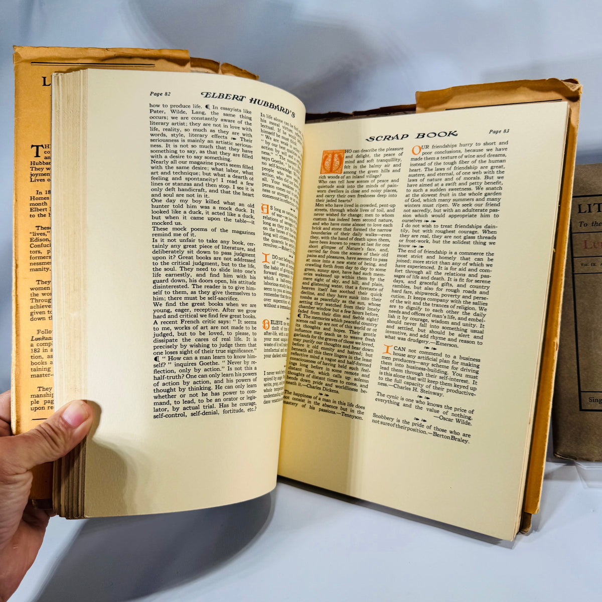 Roycroft Arts & Letters Lot — Elbert Hubbard’s Scrap Book (1923) + Little Journeys: Beethoven (1901) — Elbert Hubbard | Decorative Roycroft Design, Literary Essays
