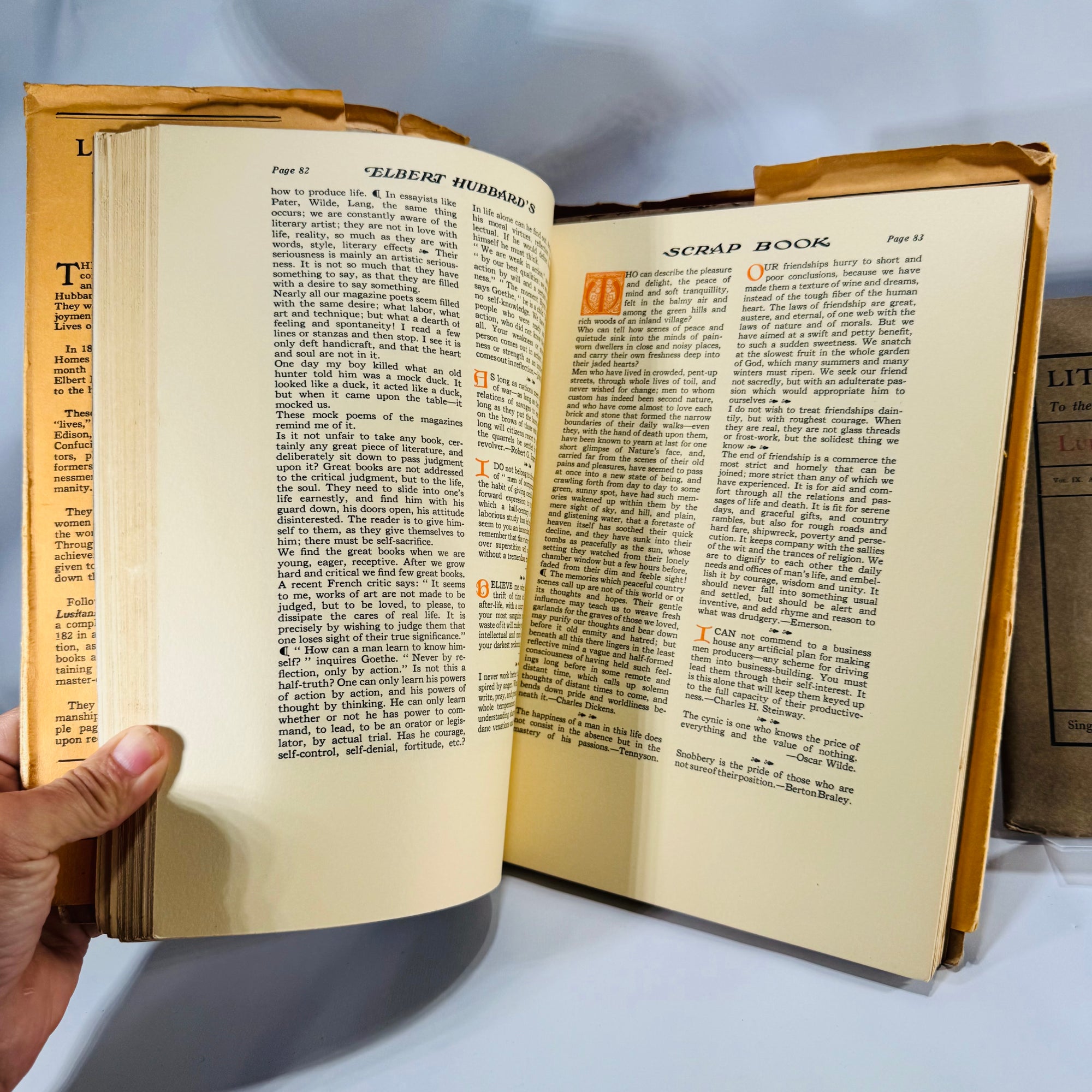 Roycroft Arts & Letters Lot — Elbert Hubbard’s Scrap Book (1923) + Little Journeys: Beethoven (1901) — Elbert Hubbard | Decorative Roycroft Design, Literary Essays