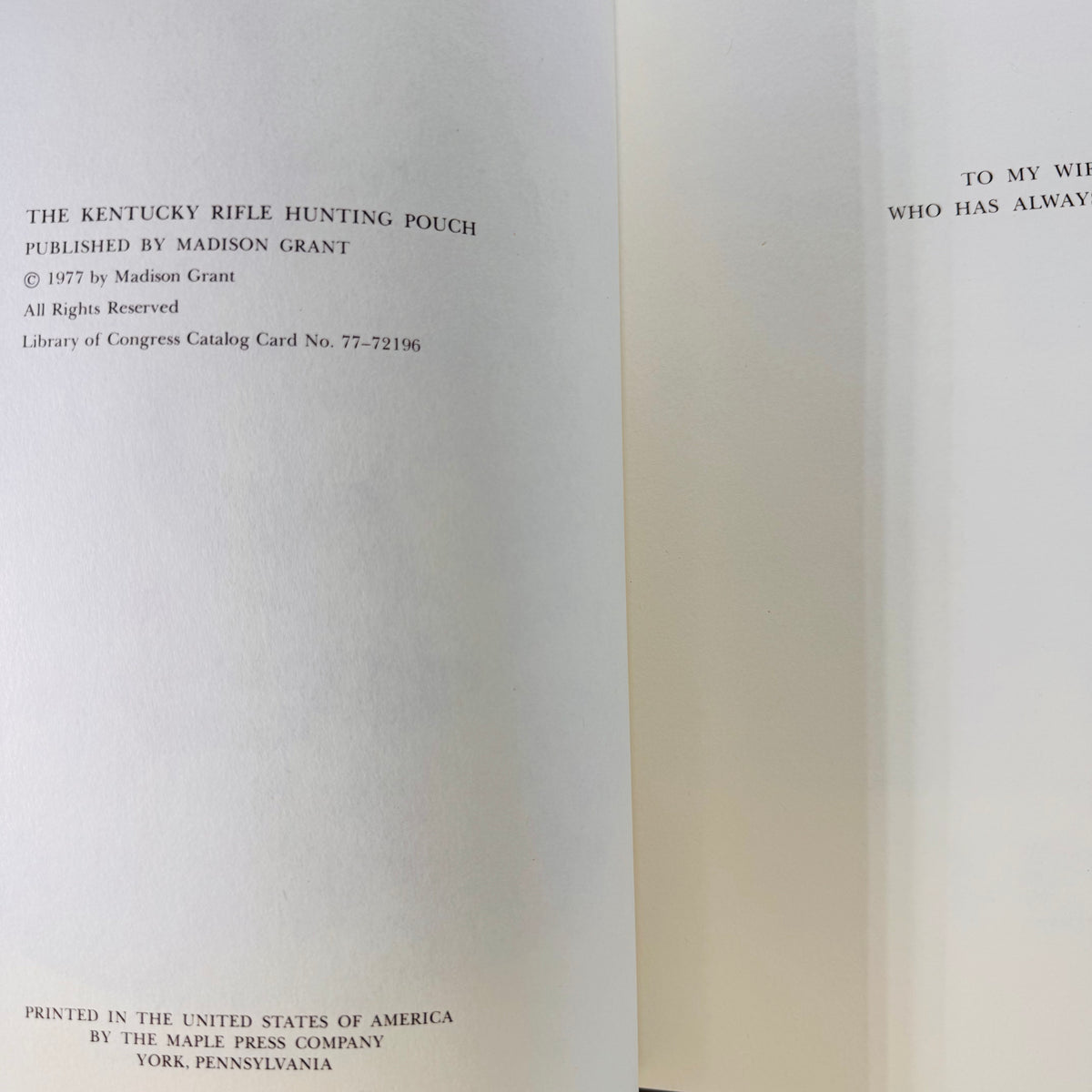 The Kentucky Rifle Hunting Pouch by Madison Grant (1977) – Vintage Self-Published Study