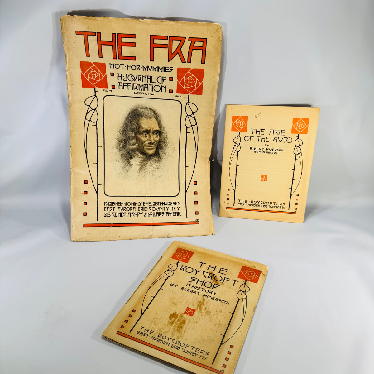Arts &amp; Crafts Ephemera Lot — The FRA (Jan. 1910) + Roycrofters Booklets (c.1910) — Elbert Hubbard | Roycroft Press design, Arts &amp; Crafts Movement