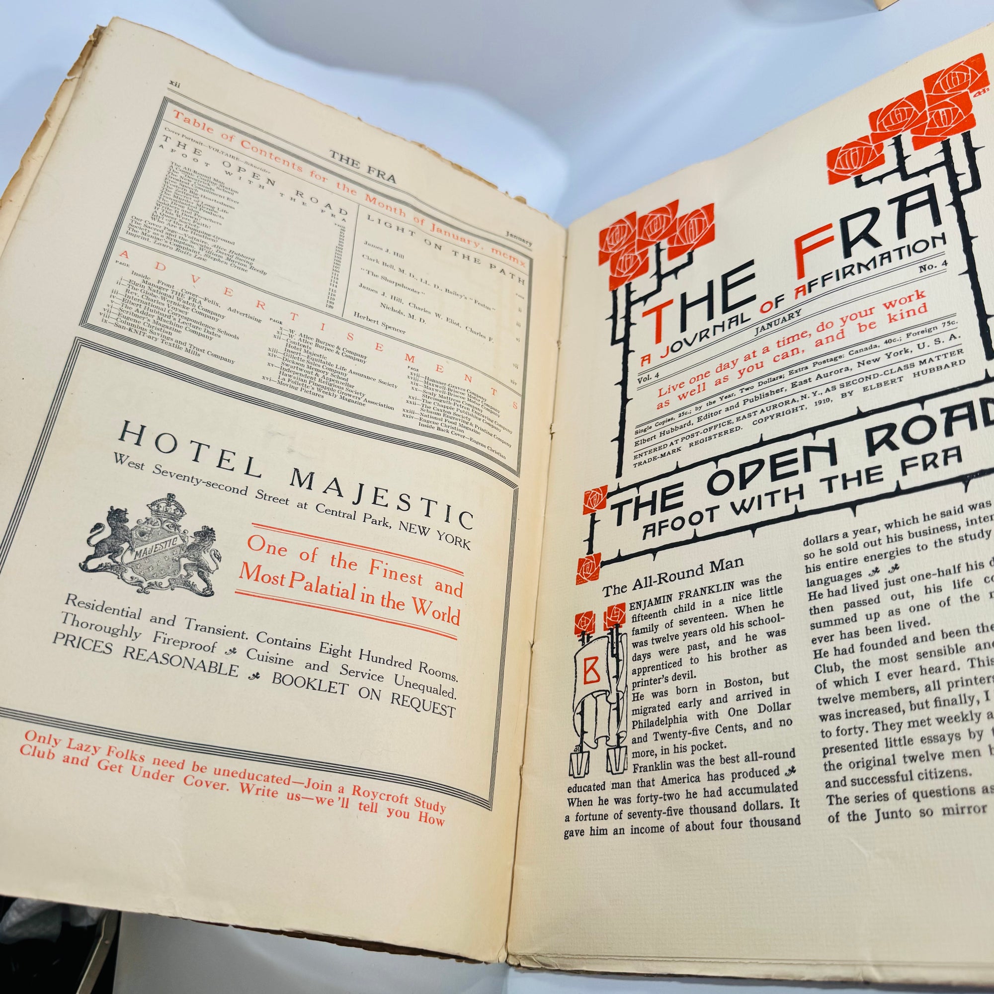 Arts & Crafts Ephemera Lot — The FRA (Jan. 1910) + Roycrofters Booklets (c.1910) — Elbert Hubbard | Roycroft Press design, Arts & Crafts Movement