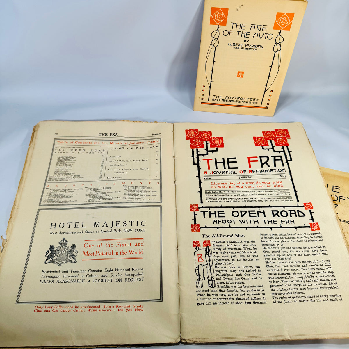 Arts & Crafts Ephemera Lot — The FRA (Jan. 1910) + Roycrofters Booklets (c.1910) — Elbert Hubbard | Roycroft Press design, Arts & Crafts Movement