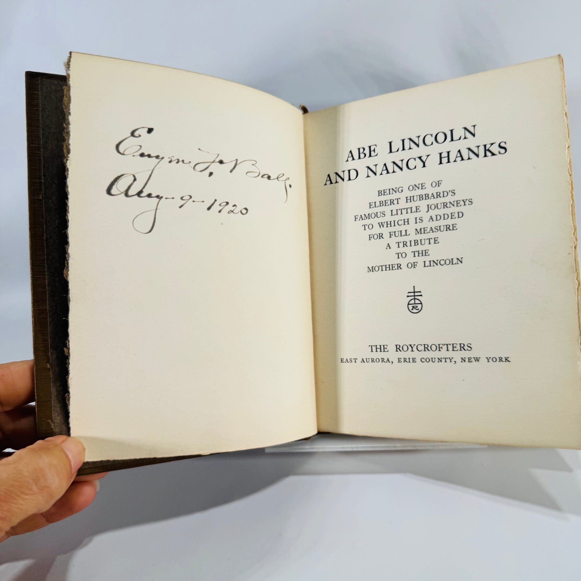 Presidential Biography — Abe Lincoln and Nancy Hanks (c.1920 Roycrofters; 1910 copyright) — Elbert Hubbard | Art Nouveau Gilt, Americana