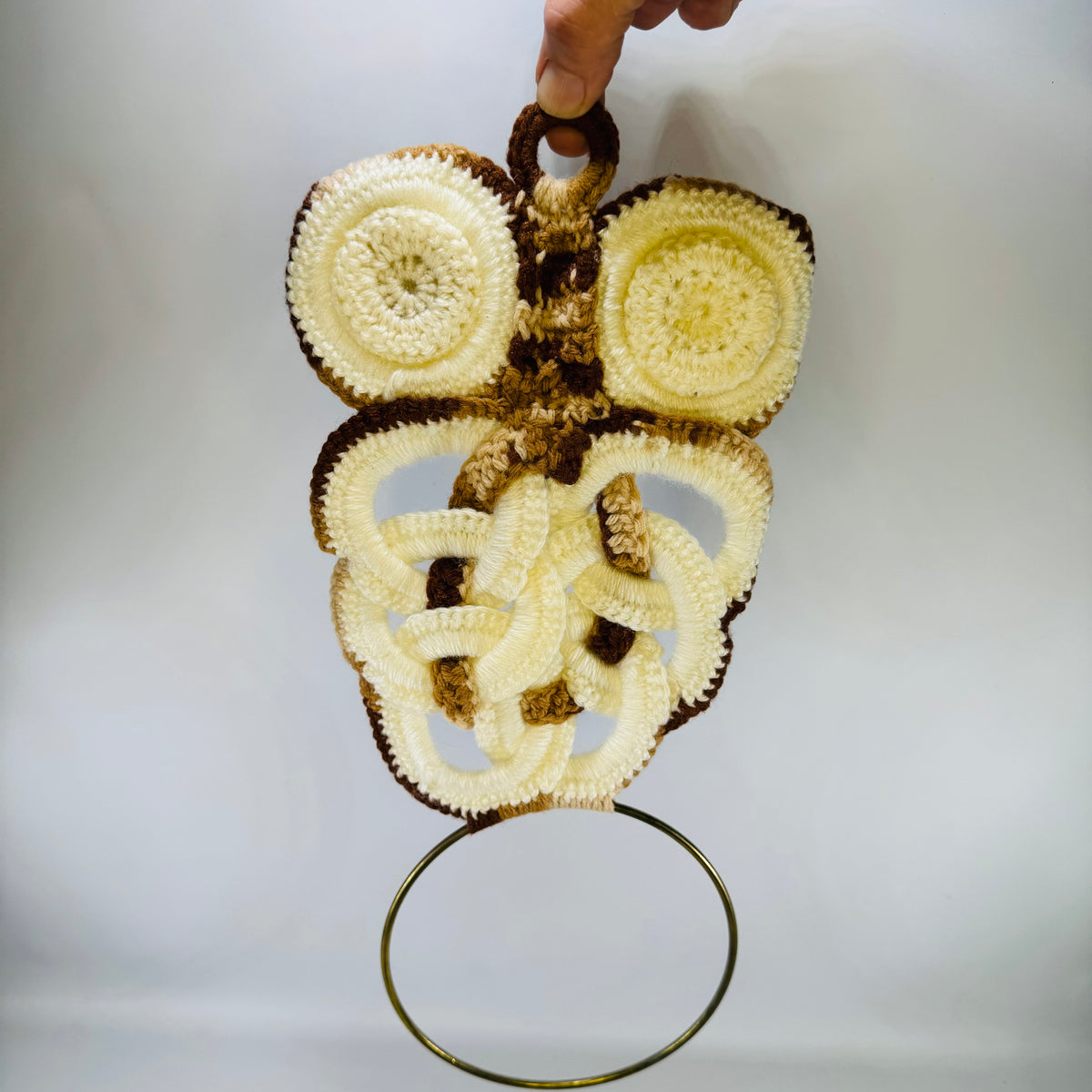 Vintage Macrame Owl Towel Ring | Handmade Cottagecore Wall Hanging
