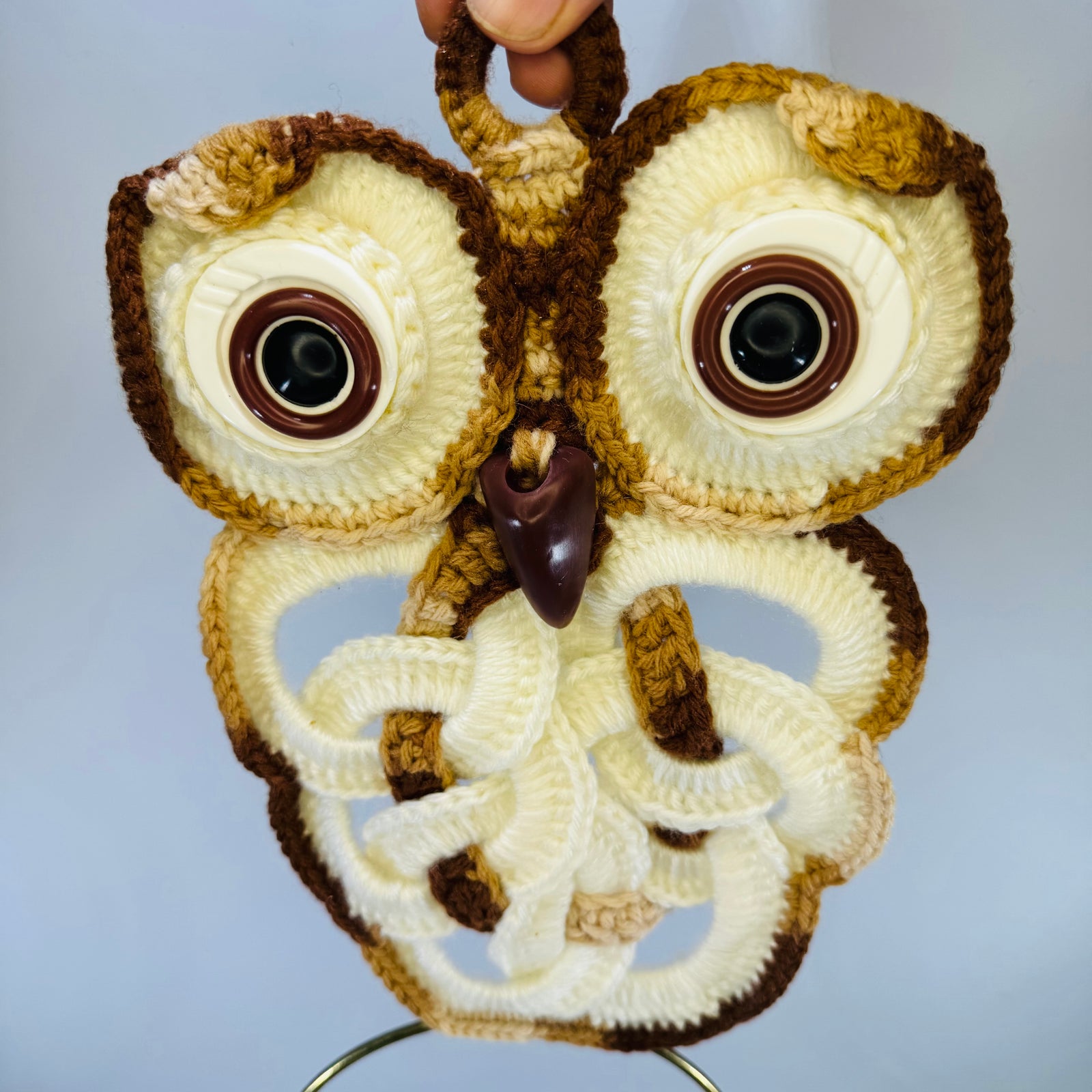 Vintage Macrame Owl Towel Ring | Handmade Cottagecore Wall Hanging