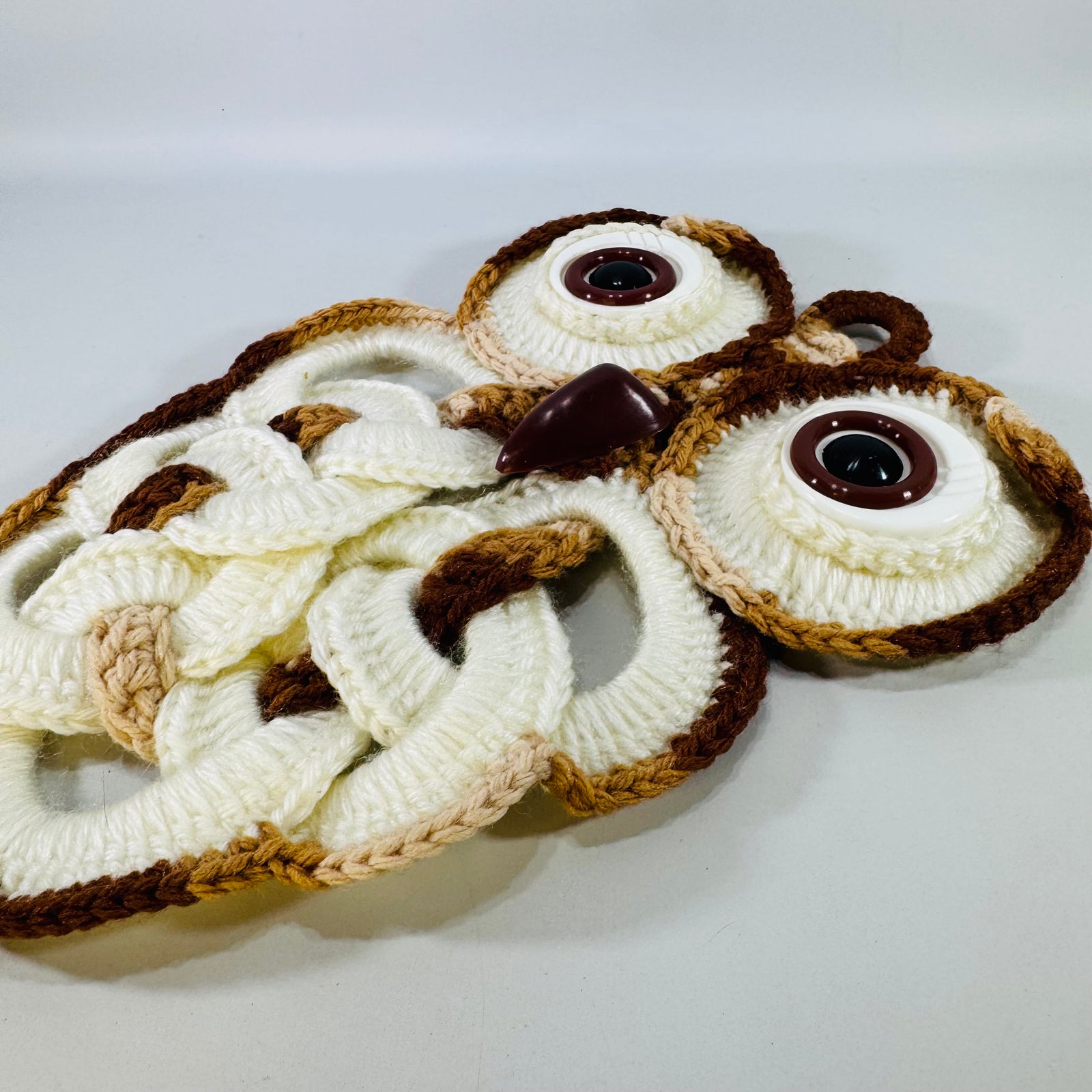 Vintage Macrame Owl Towel Ring | Handmade Cottagecore Wall Hanging