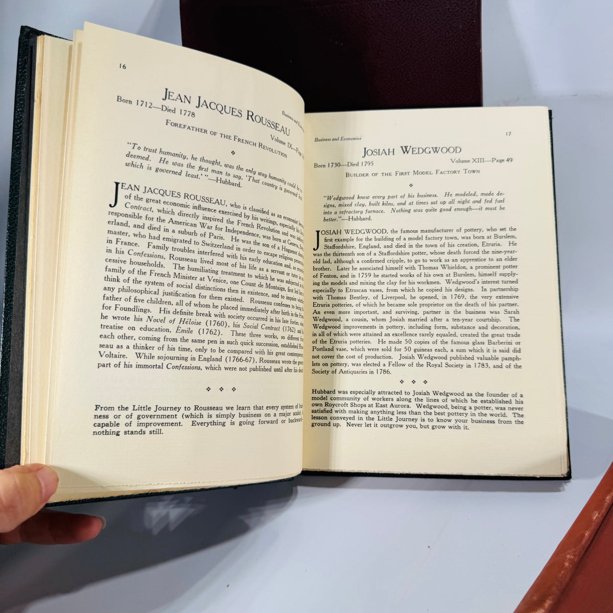 Roycroft Classics 3-Book Lot — Elbert Hubbard (Time & Chance 1901 Rev.; Guide Book for Little Journeys 1926; Note Book 1957) | Arts & Crafts Essays, Biography