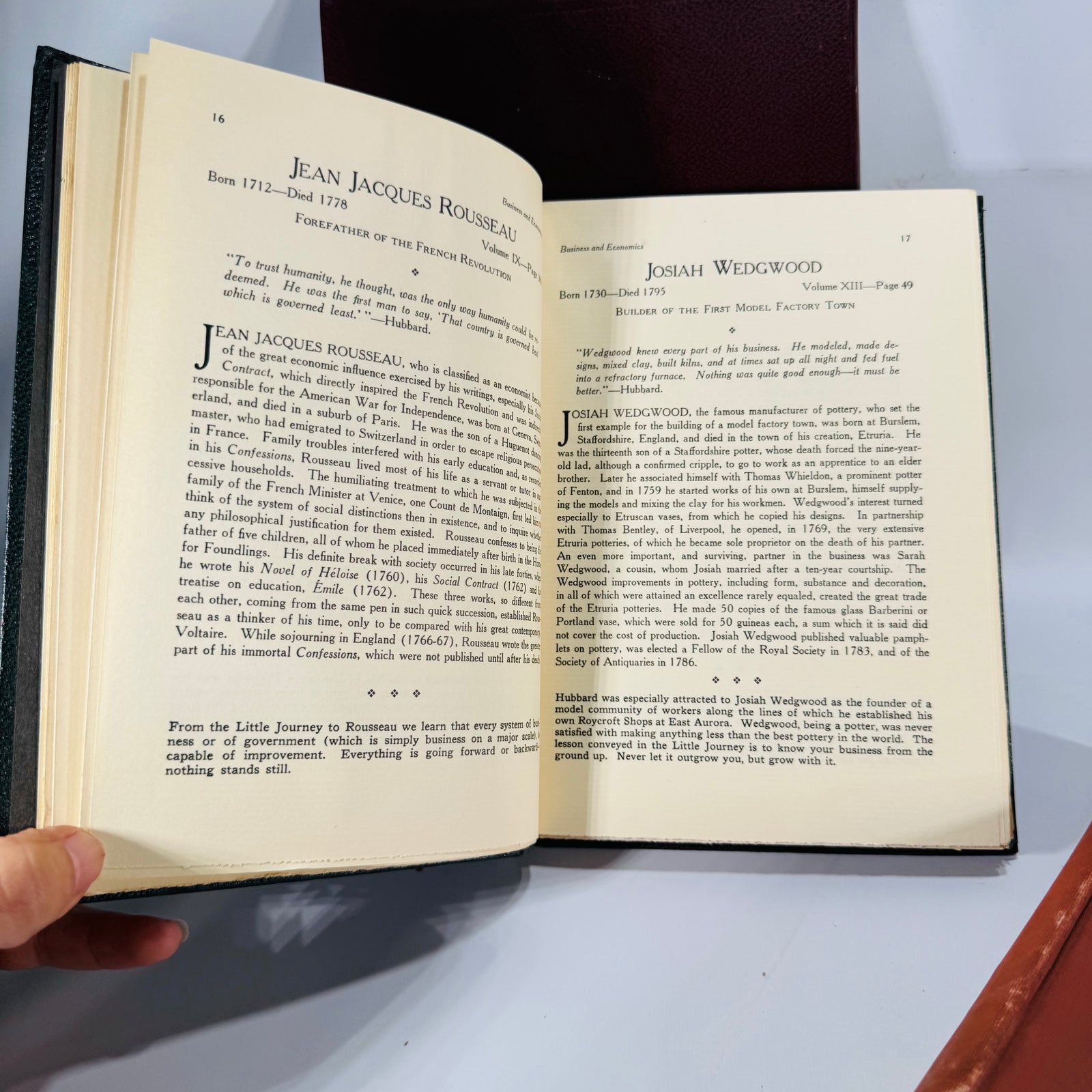 Roycroft Classics 3-Book Lot — Elbert Hubbard (Time & Chance 1901 Rev.; Guide Book for Little Journeys 1926; Note Book 1957) | Arts & Crafts Essays, Biography