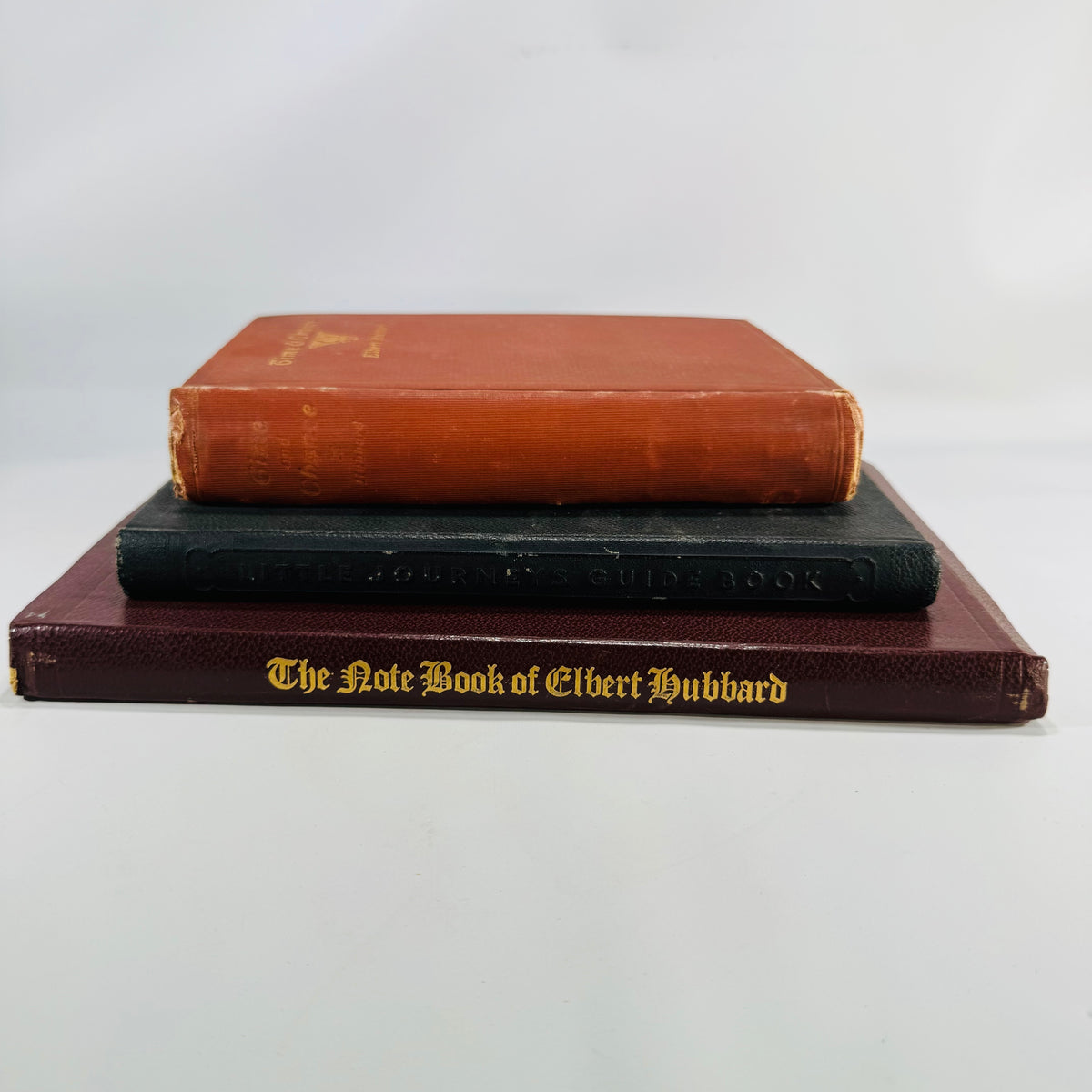 Roycroft Classics 3-Book Lot — Elbert Hubbard (Time & Chance 1901 Rev.; Guide Book for Little Journeys 1926; Note Book 1957) | Arts & Crafts Essays, Biography