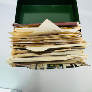 Vintage Green Metal Recipe Box with Recipes | Estate Sale Family Kitchen Ephemera