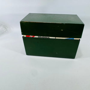 Vintage Green Metal Recipe Box with Recipes | Estate Sale Family Kitchen Ephemera