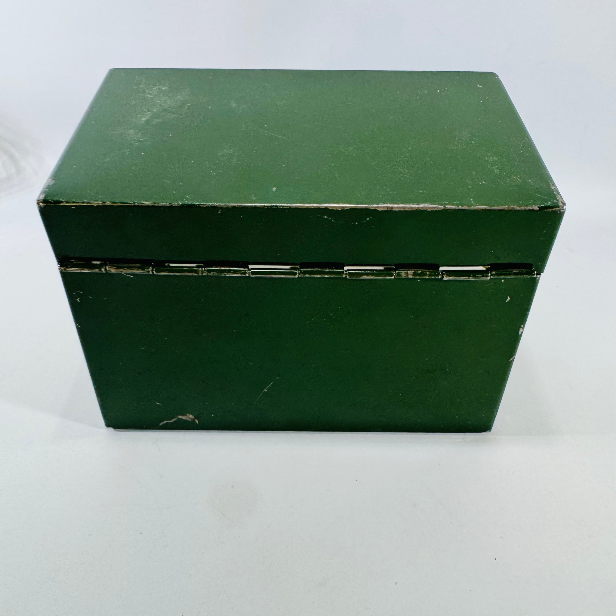 Vintage Green Metal Recipe Box with Recipes Estate Find - Reading