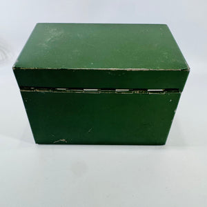 Vintage Green Metal Recipe Box with Recipes | Estate Sale Family Kitchen Ephemera