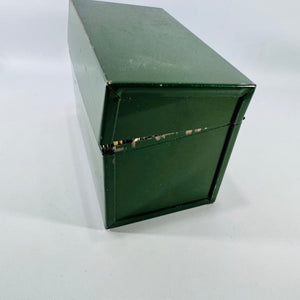 Vintage Green Metal Recipe Box with Recipes | Estate Sale Family Kitchen Ephemera
